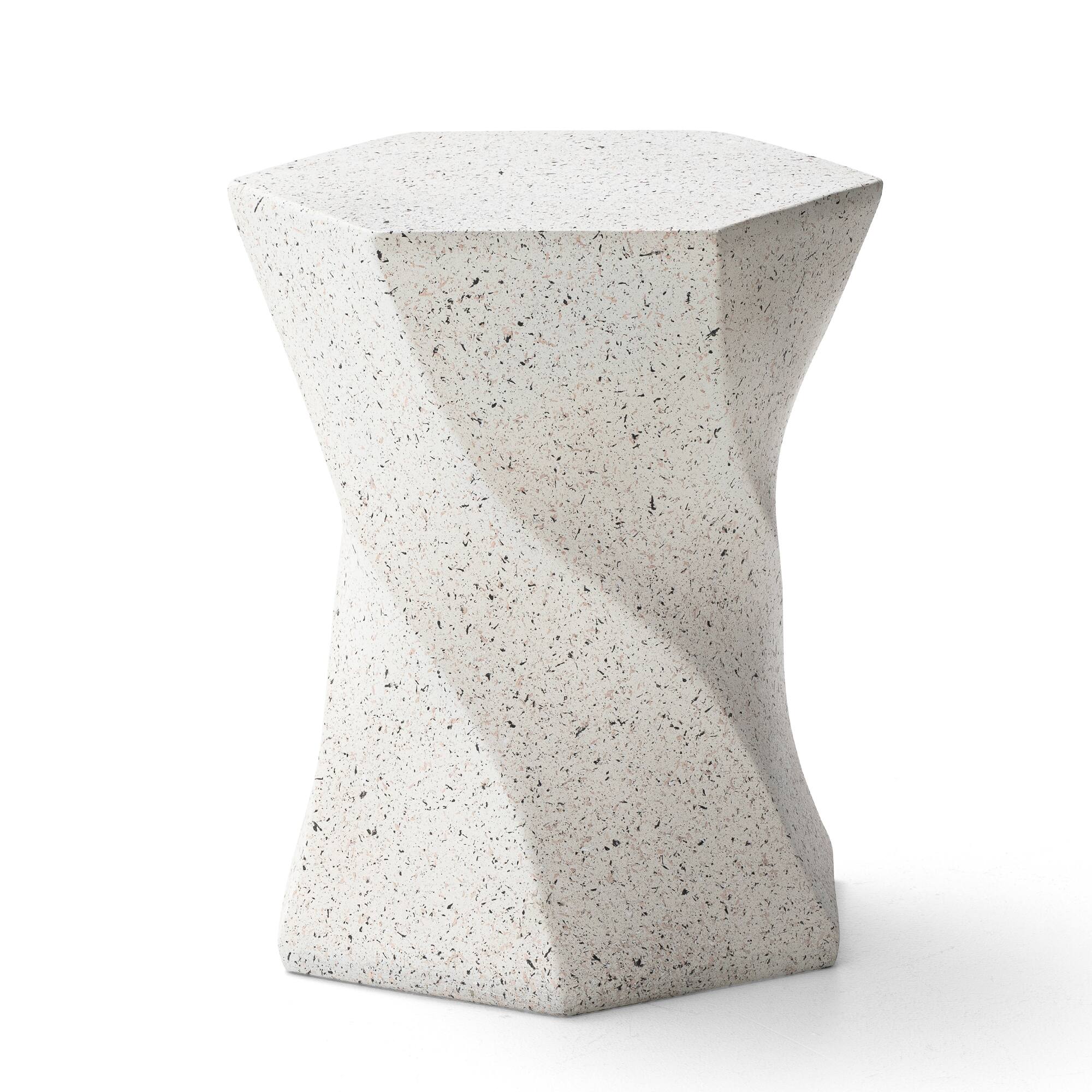 Glitzhome® 17.75" Multifunctional Twist-Style Faux Terrazzo Garden Stool