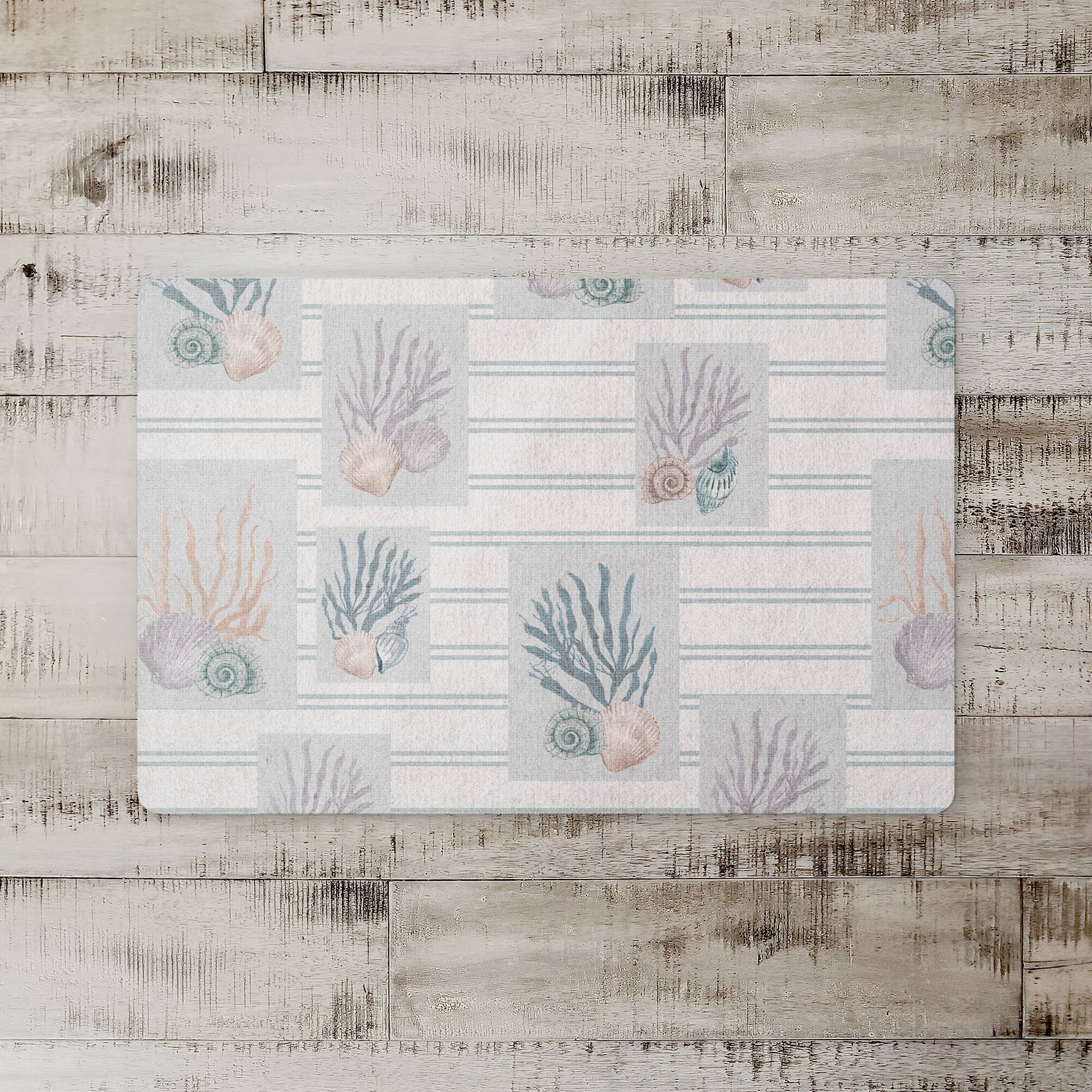 Shell Panels On Stripe Floor Mat