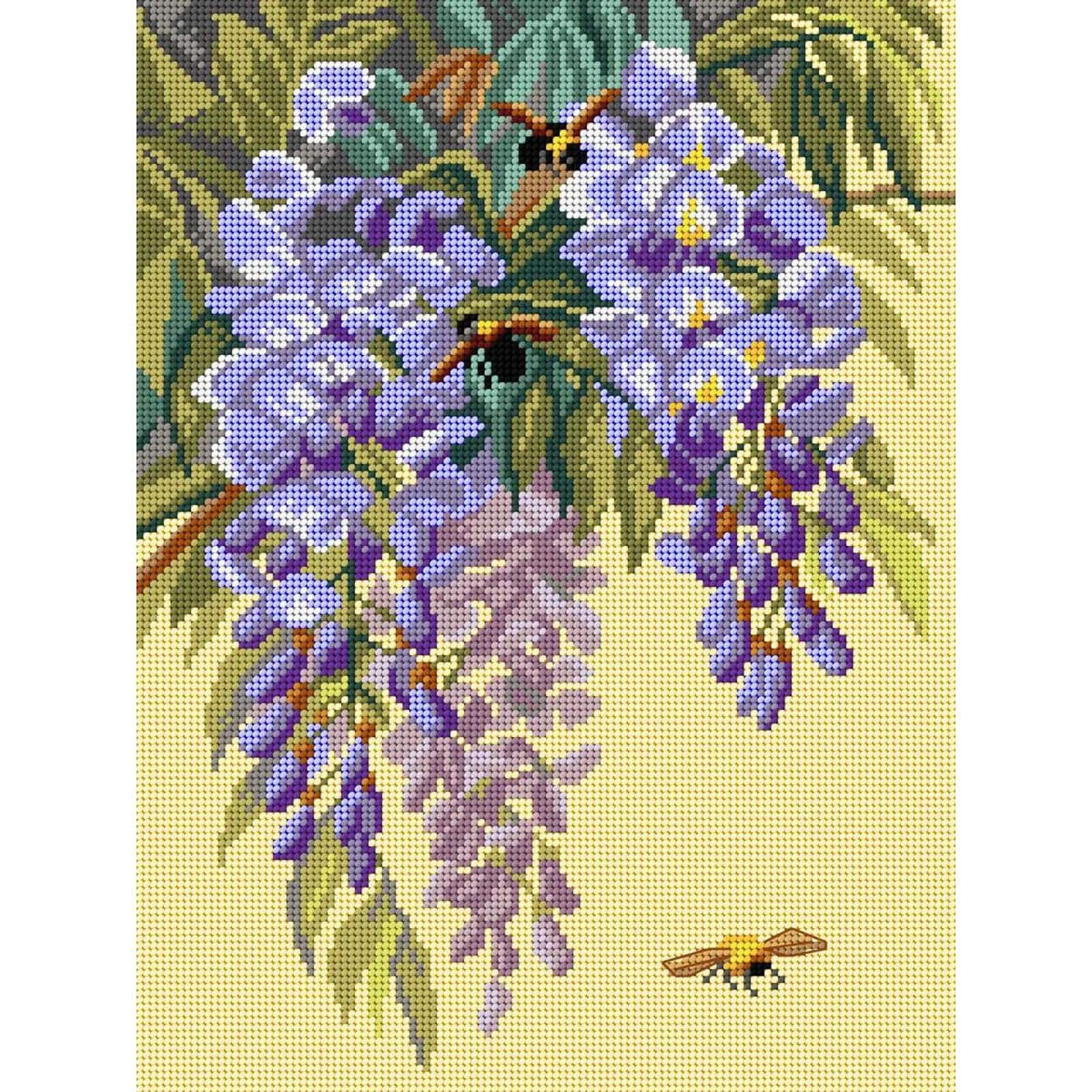 Orchidea Wisteria and Three Bumblebees Gobelin canvas Kit