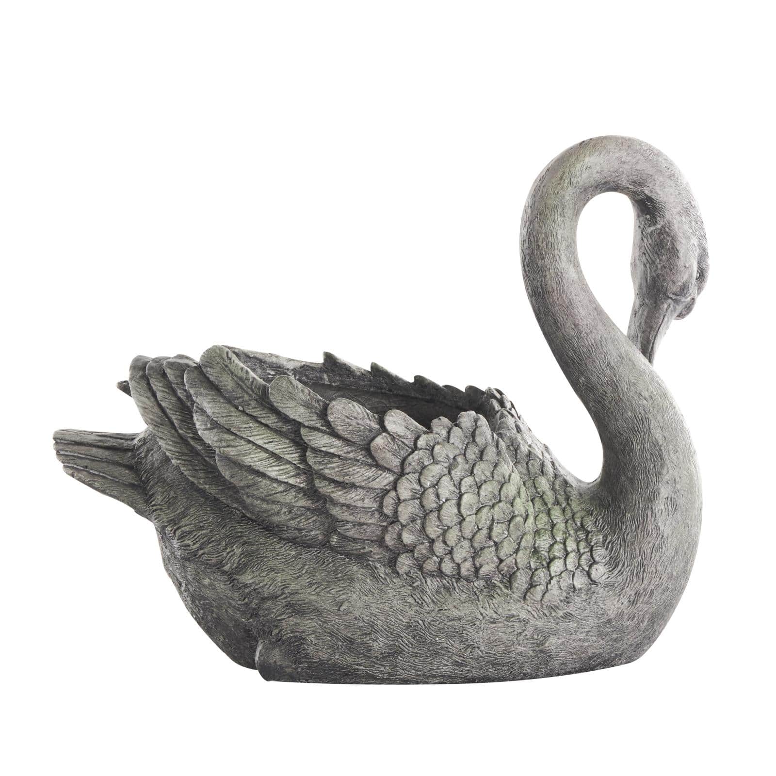 23&#x22; Gray Swan Textured Planter with Patina Accents