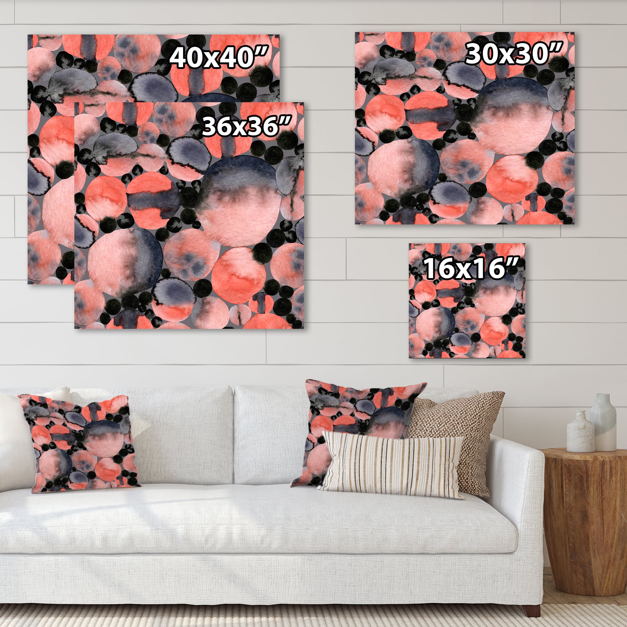 Designart - Abstract Geometric Polka Dots - Modern Canvas Wall Art Print