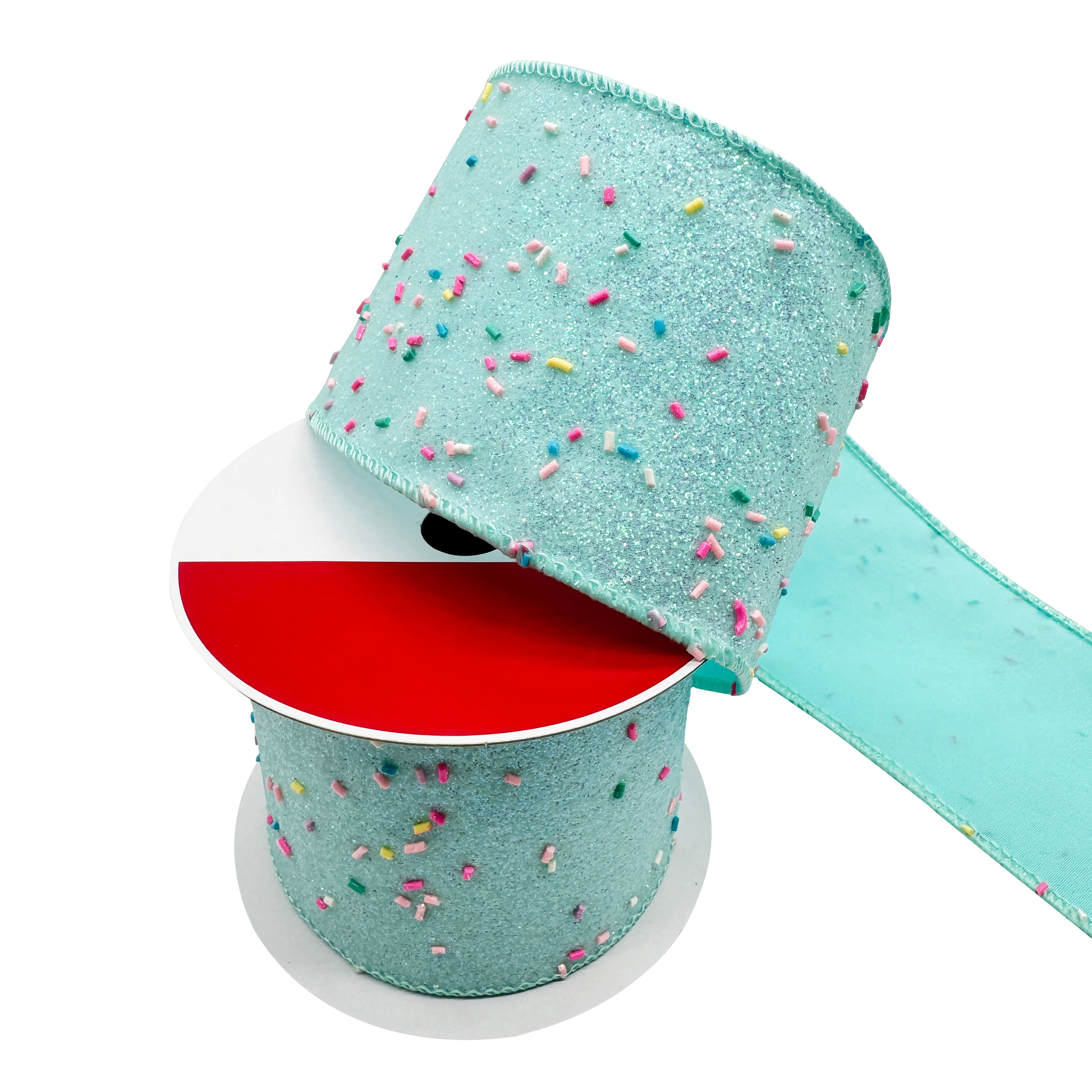 3.5&#x22; x 15ft. Turquoise Sugar Sprinkles Wired Ribbon by Celebrate It&#xAE;
