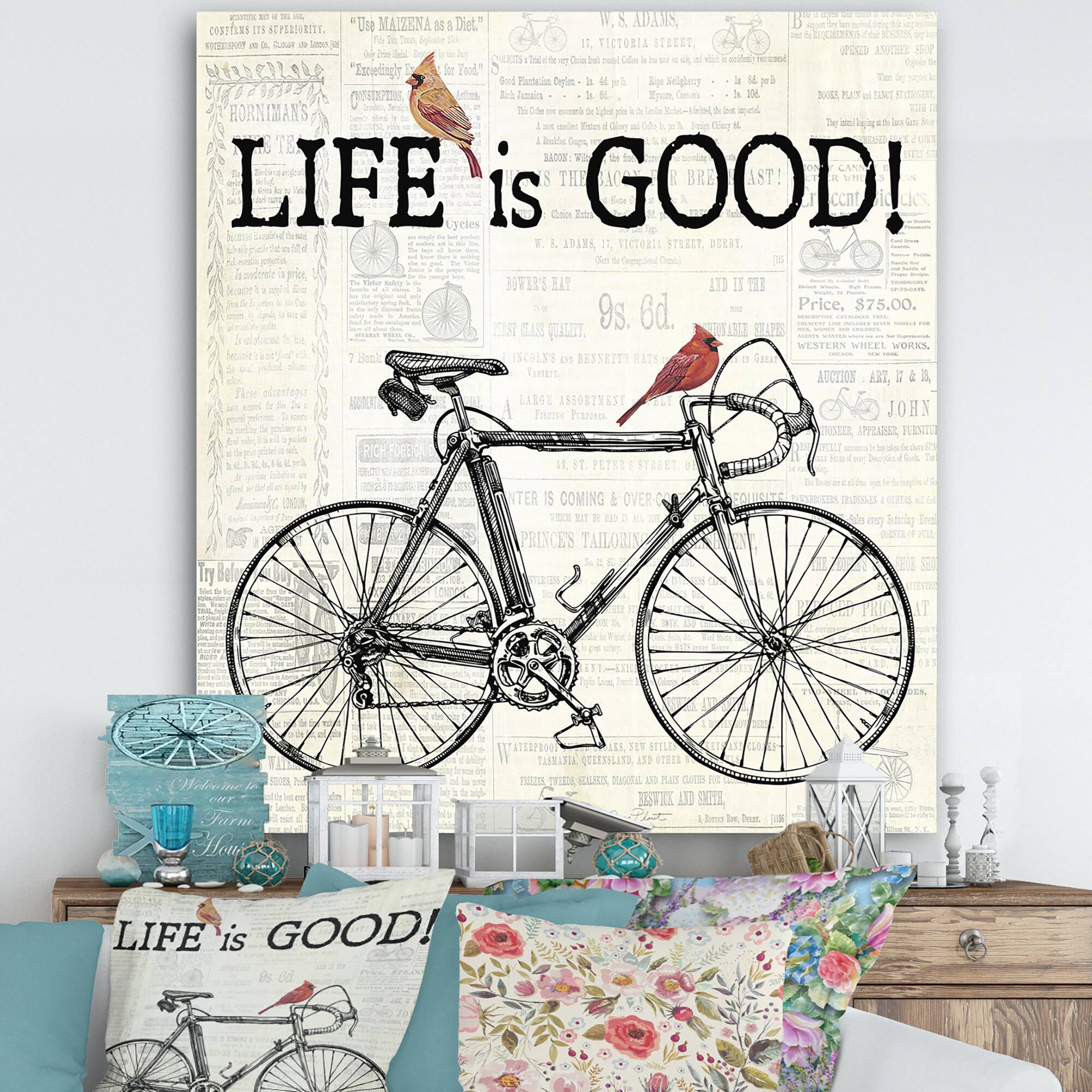 Designart - Bicycle With Cardinals C