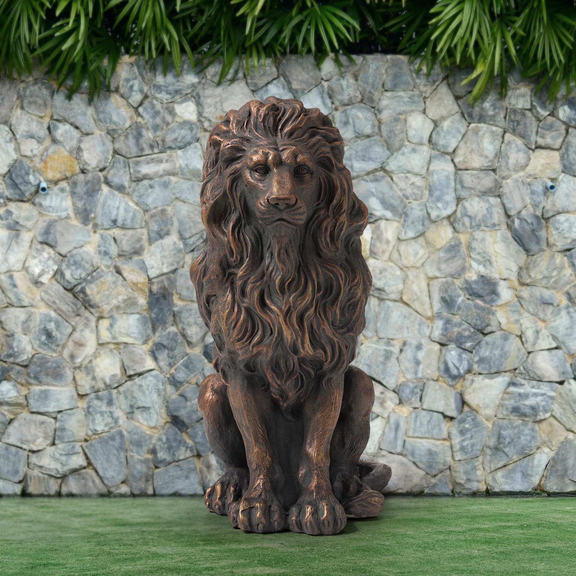 Glitzhome&#xAE; 20.5&#x22; Guardian Sitting Lion Statue Set