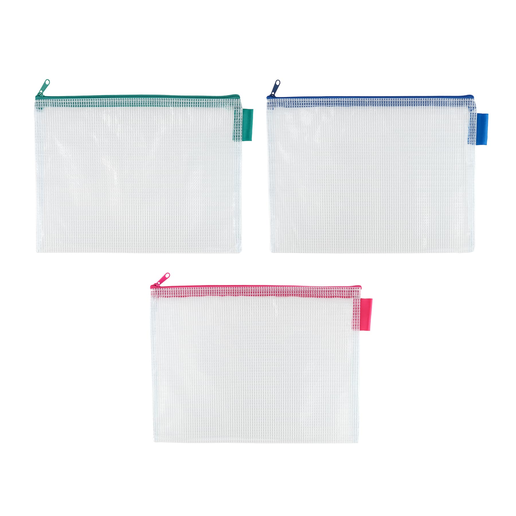 10&#x22; Mixed Mesh Accessory Zipper Pouches by Simply Tidy&#xAE;, 3ct.