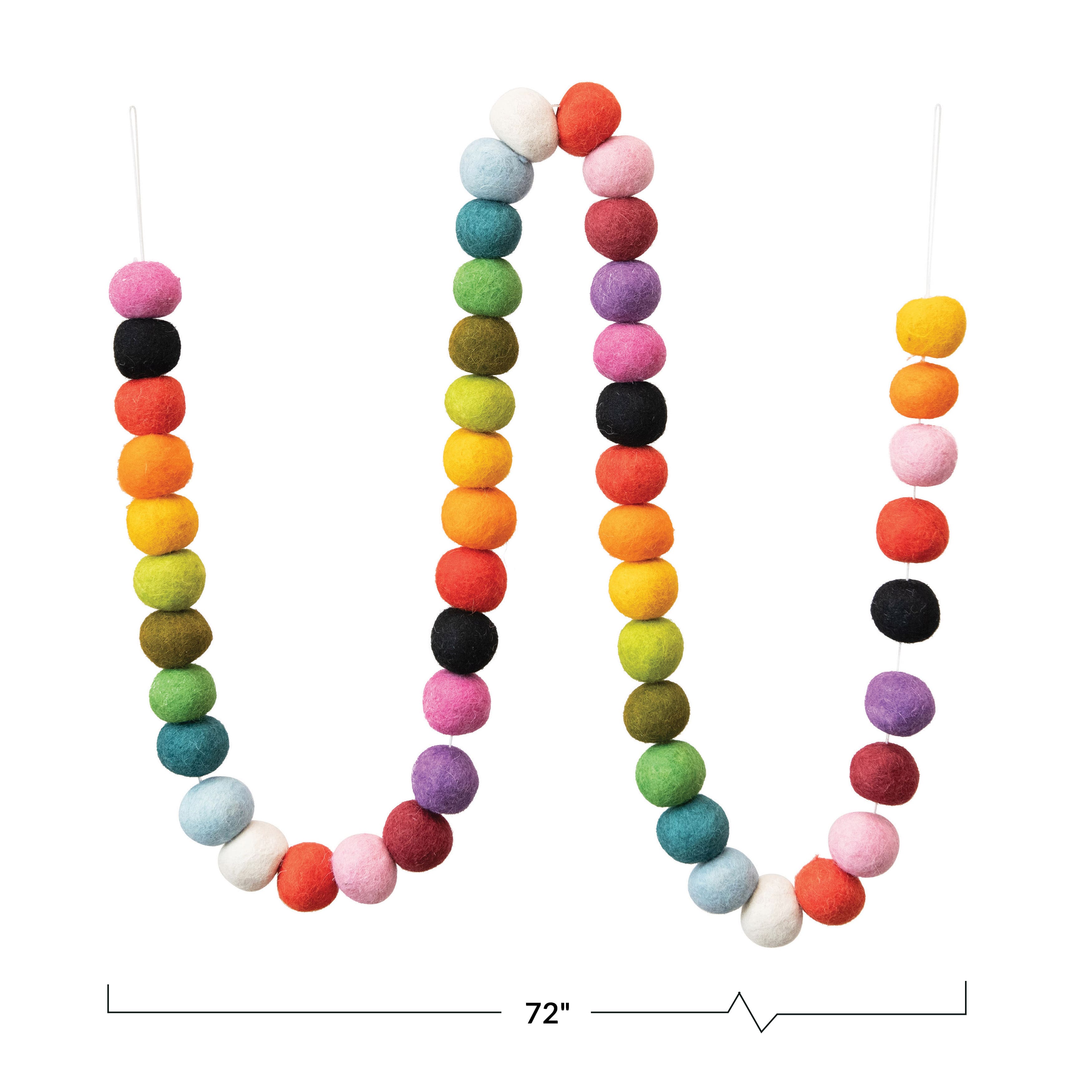 Hello Honey&#xAE; 6ft. Multicolor Wool Felt Ball Garland
