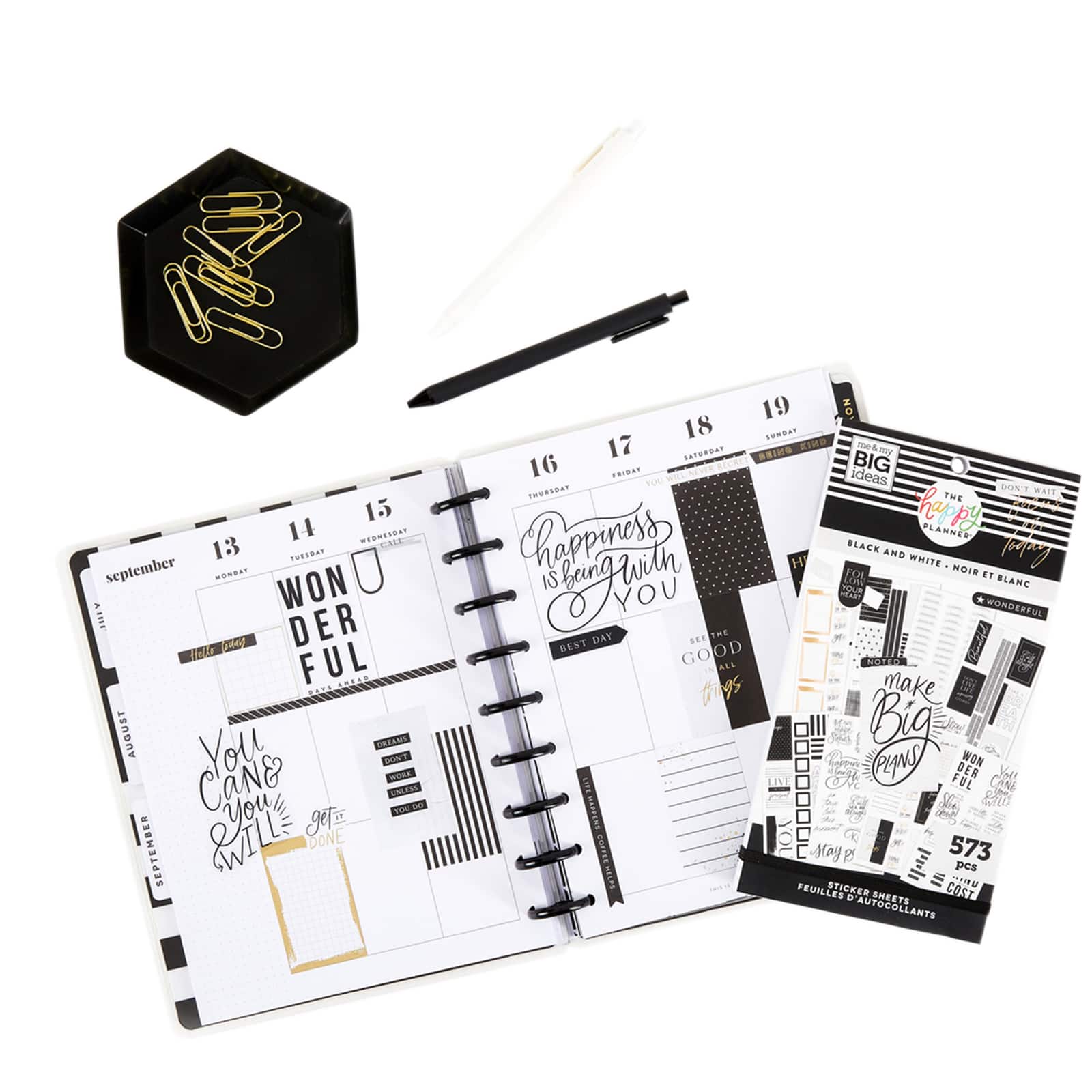 The Happy Planner® Black & White Value Pack Stickers
