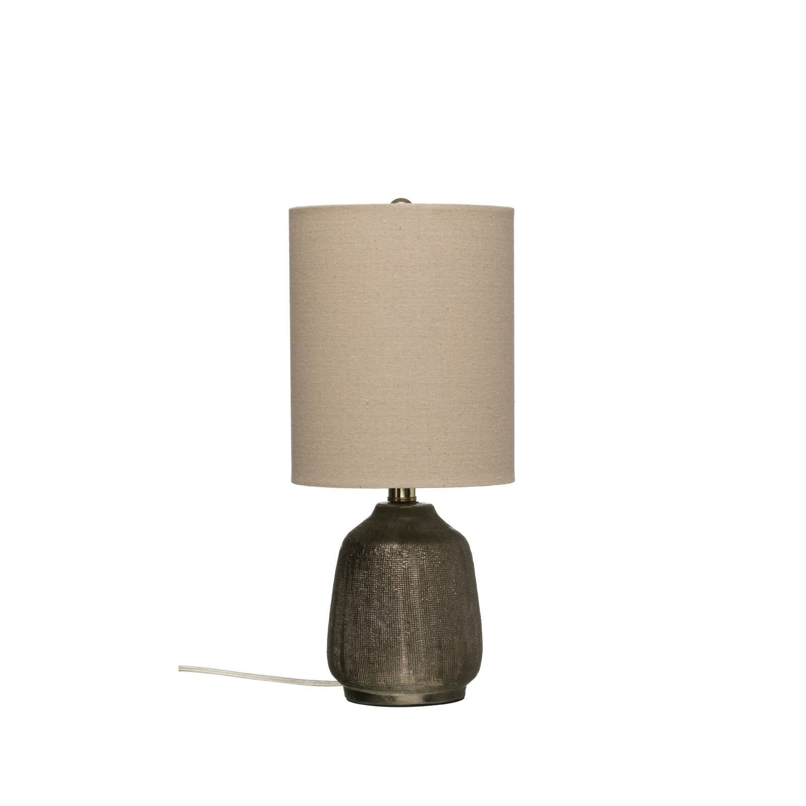 Hello Honey® 18" Metallic Glazed Terracotta Table Lamp with Linen Shade