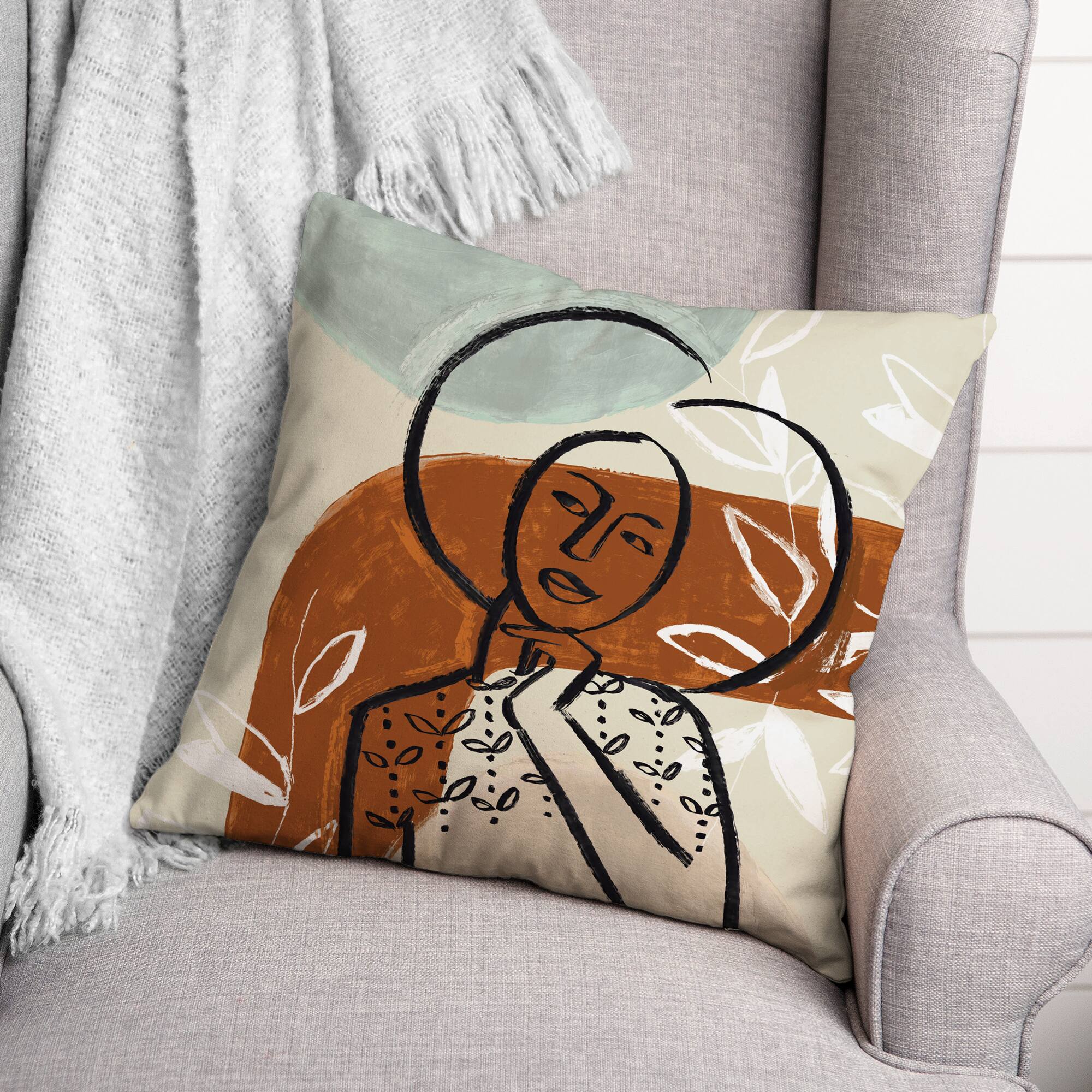 Earthy Abstract Figure I 18" x 18" Throw Pillow