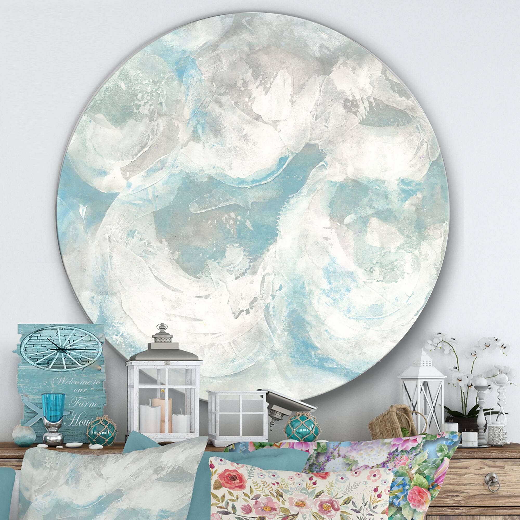 Designart - Pale Blue Shade IV - Farmhouse Metal Circle Wall Art