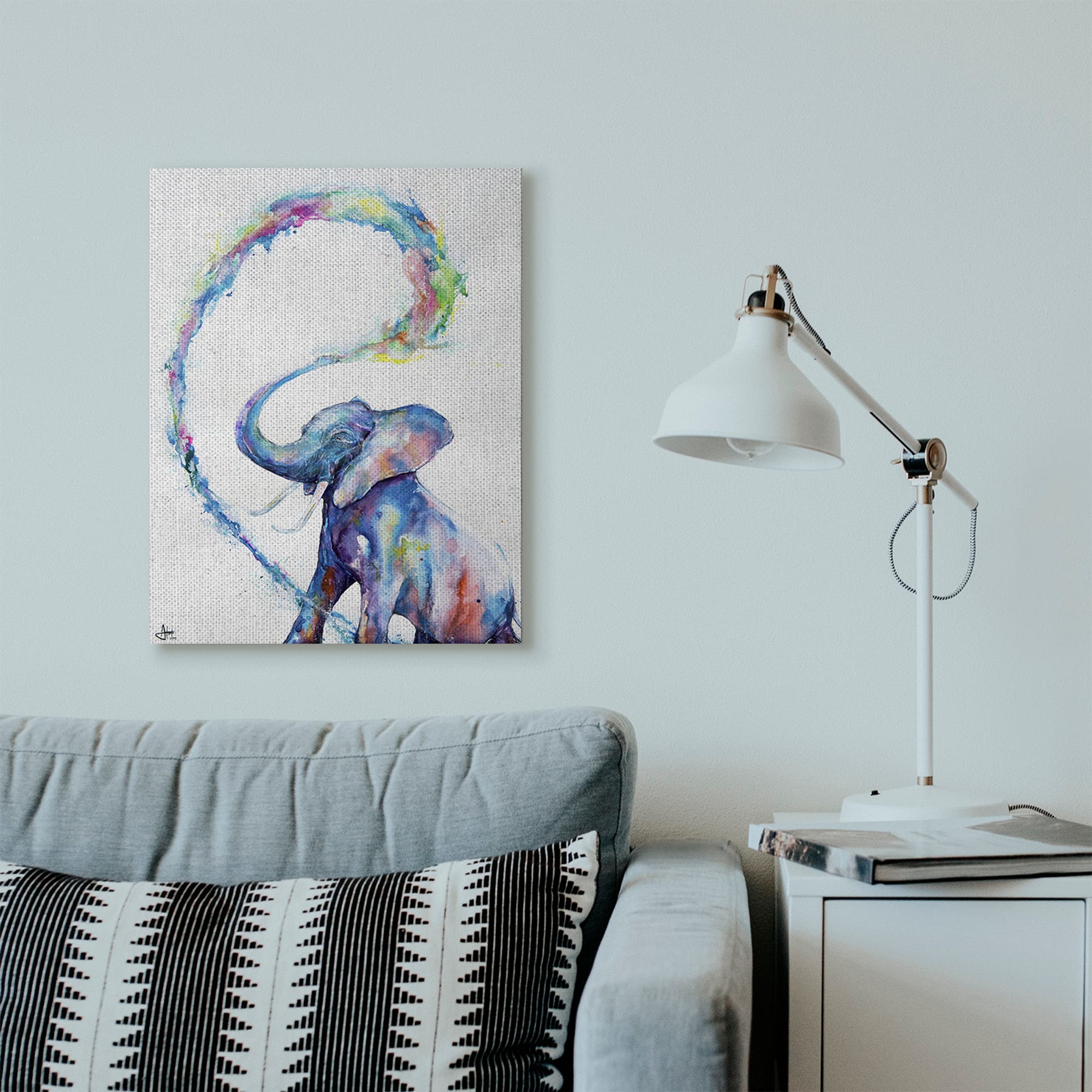 Stupell Industries Colorful Large Abstract Elephant Painting Wall Accent