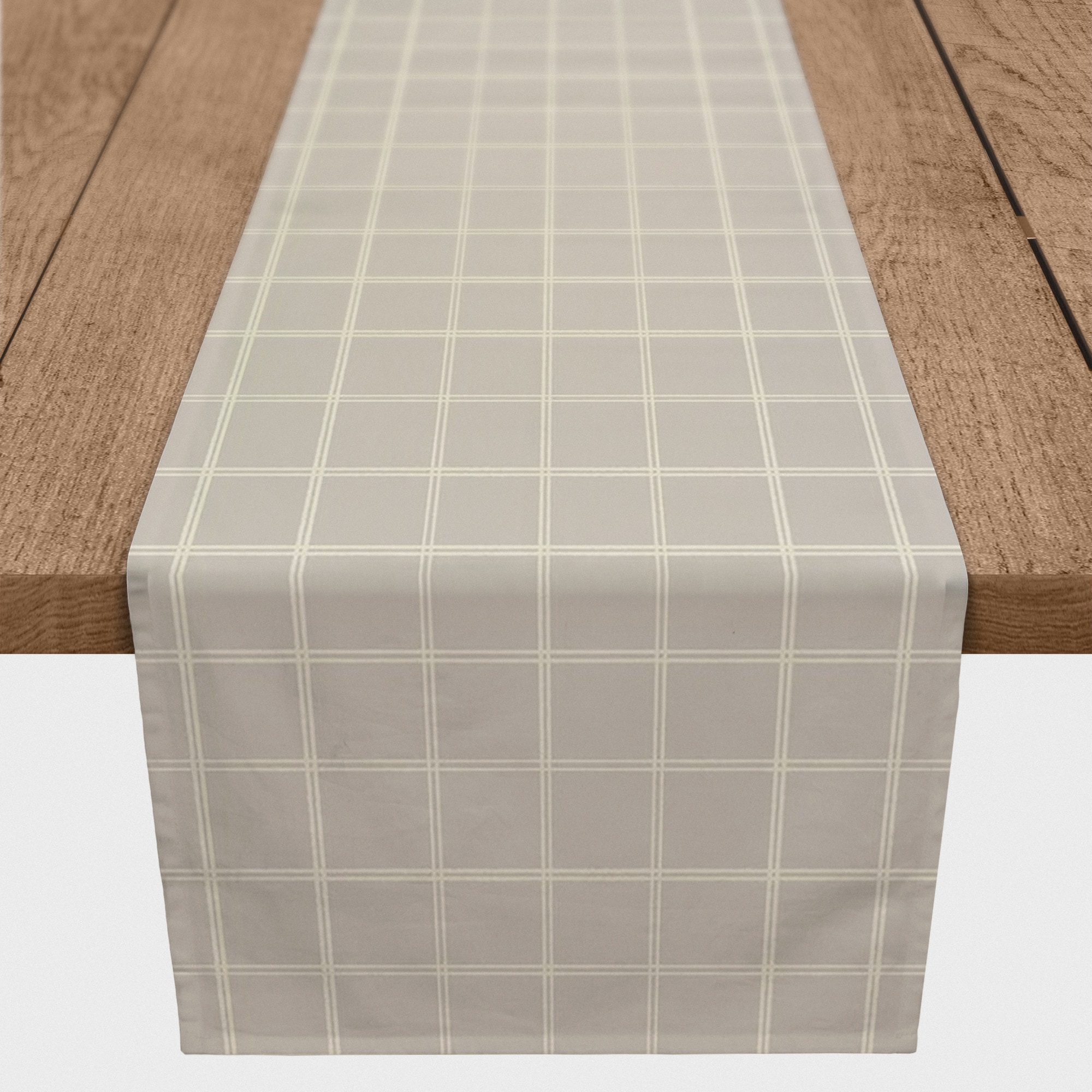 72&#x22; Gray &#x26; White Check Cotton Twill Runner