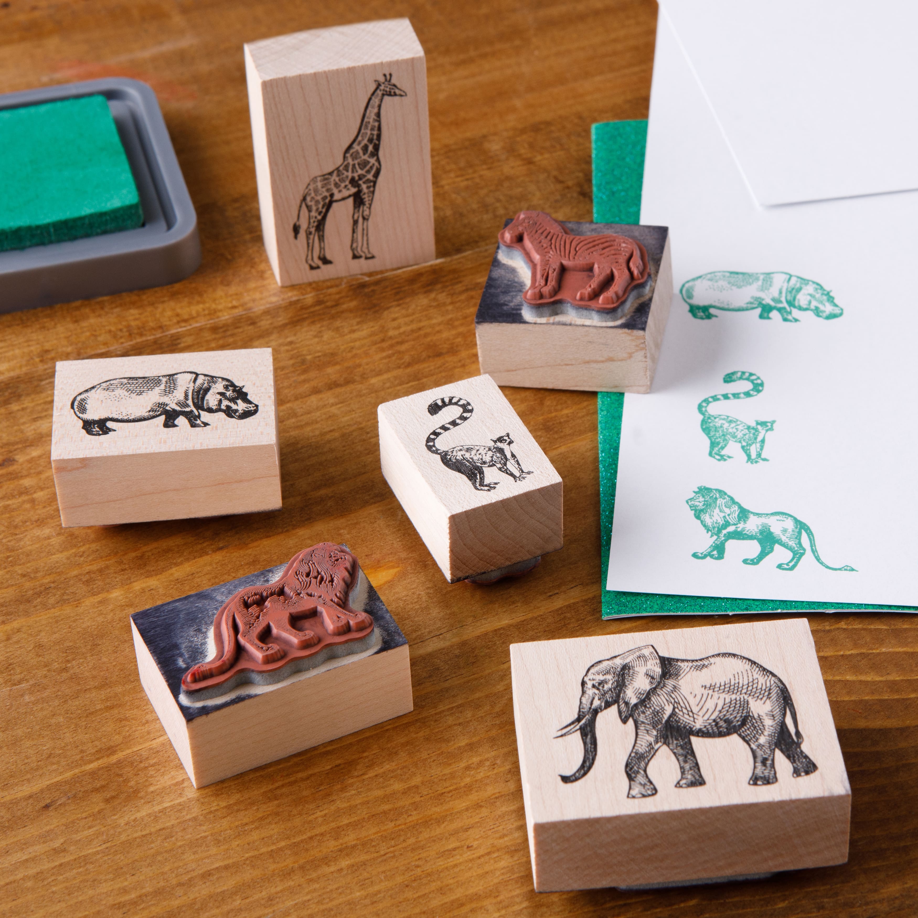 6 Pack: African Animals Wood Stamp Set by Recollections™