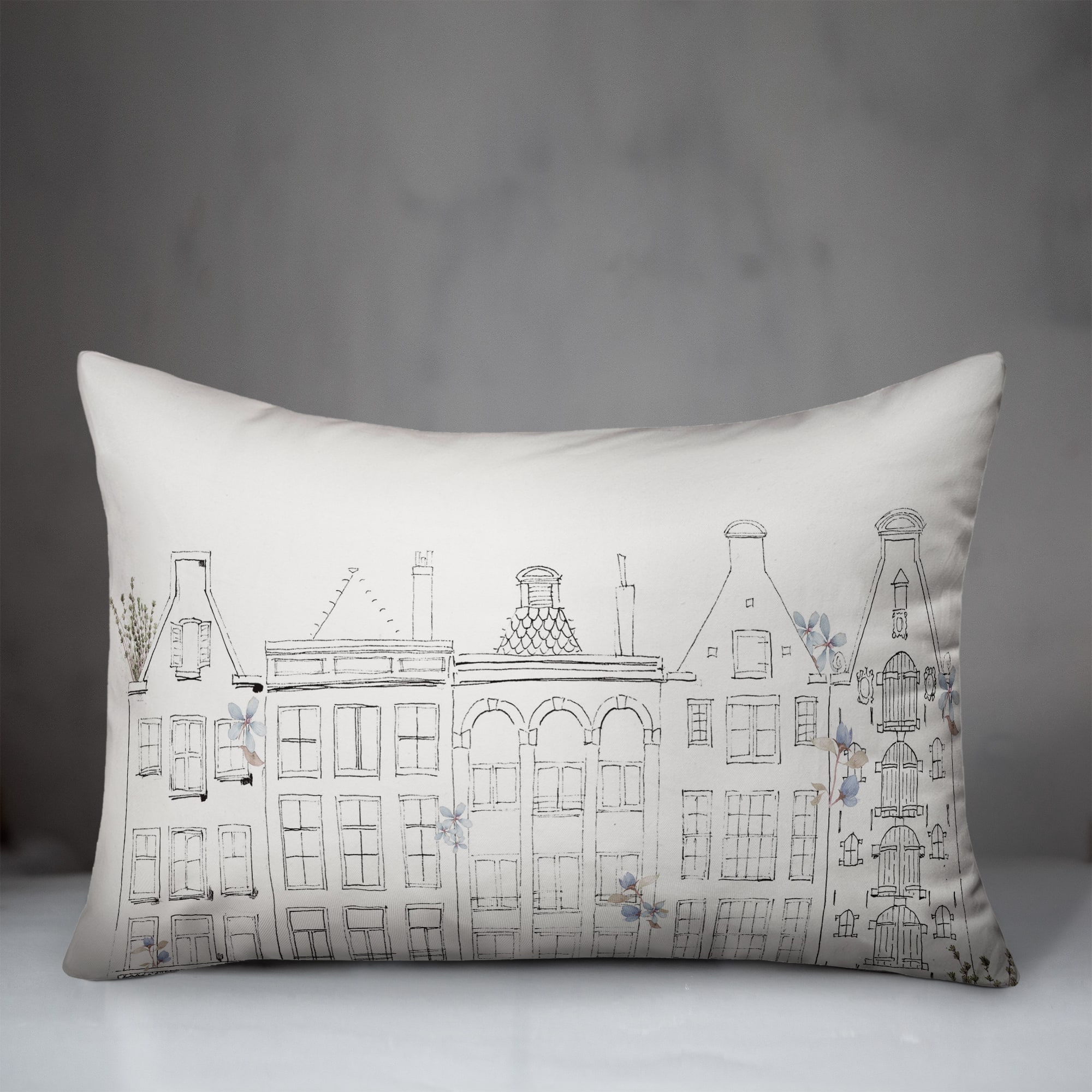 Sketchy Buildings 14&#x22; x 20&#x22; Throw Pillow