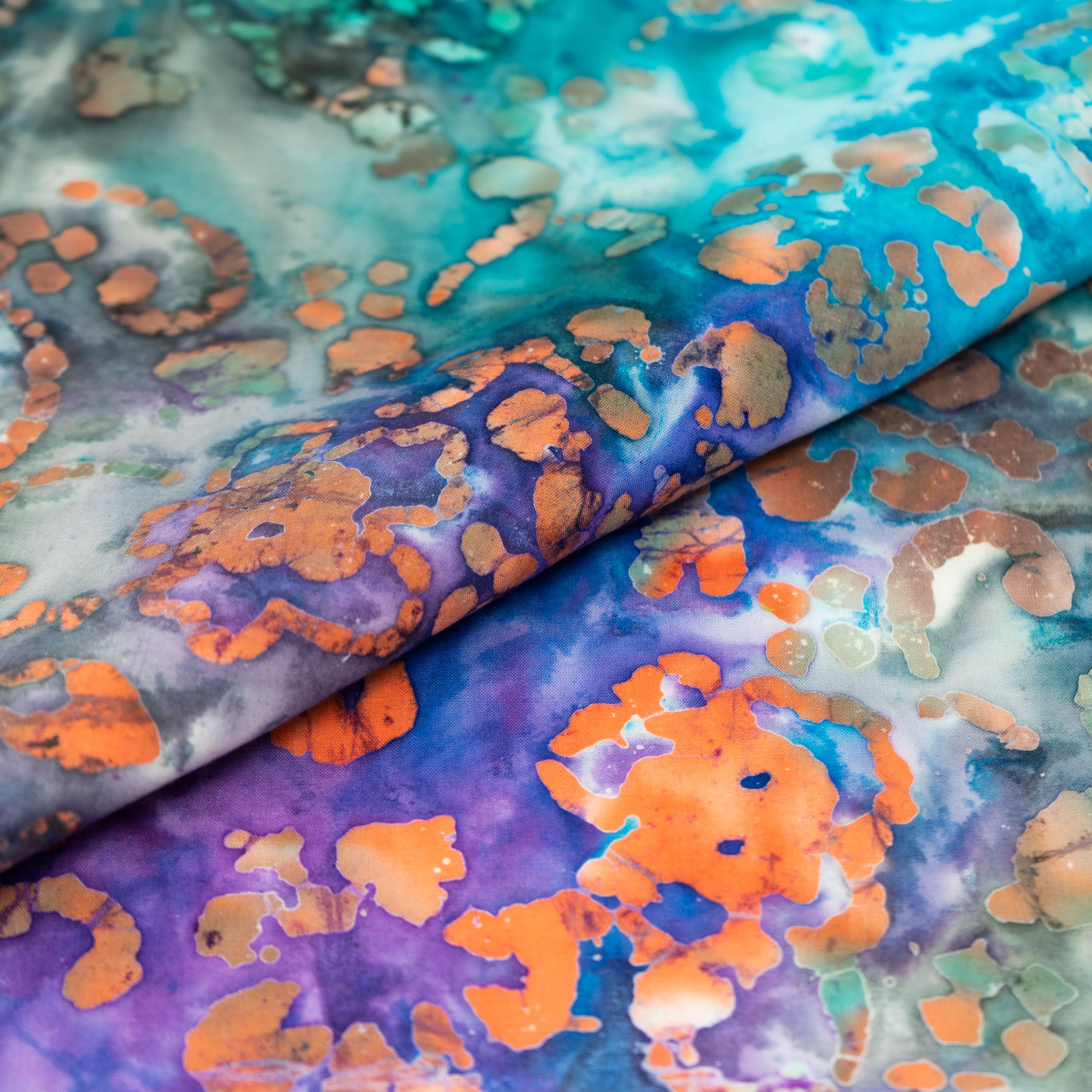 SINGER Batik Blue & Purple Flower Cotton Fabric