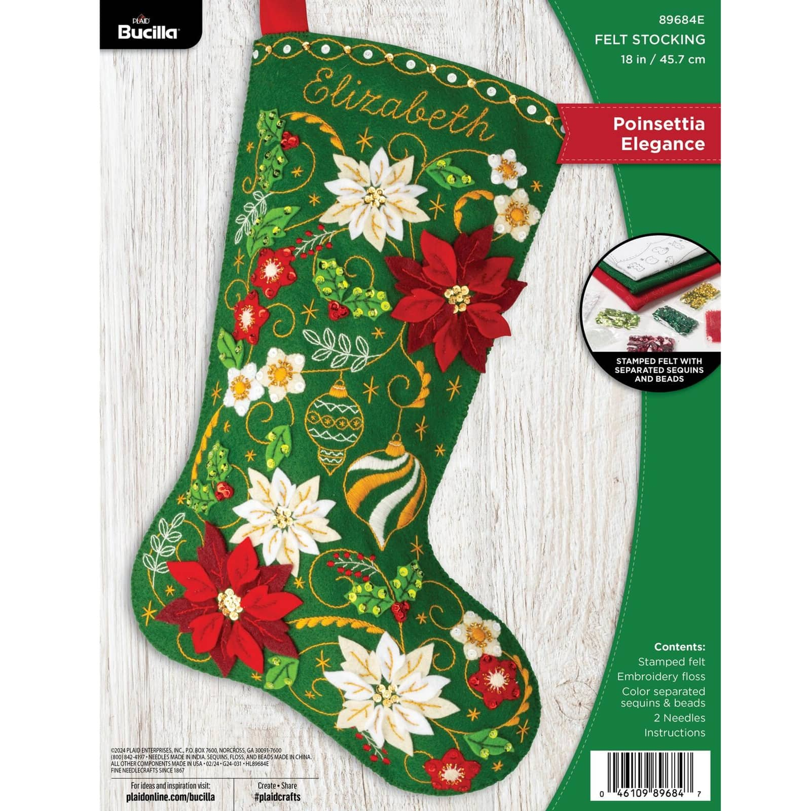 Bucilla&#xAE; Poinsettia Elegance Felt Stocking Kit