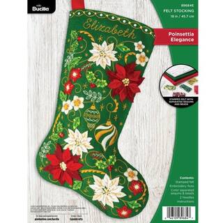 Bucilla, Posh Poinsettias, Felt Applique 18" Stocking
