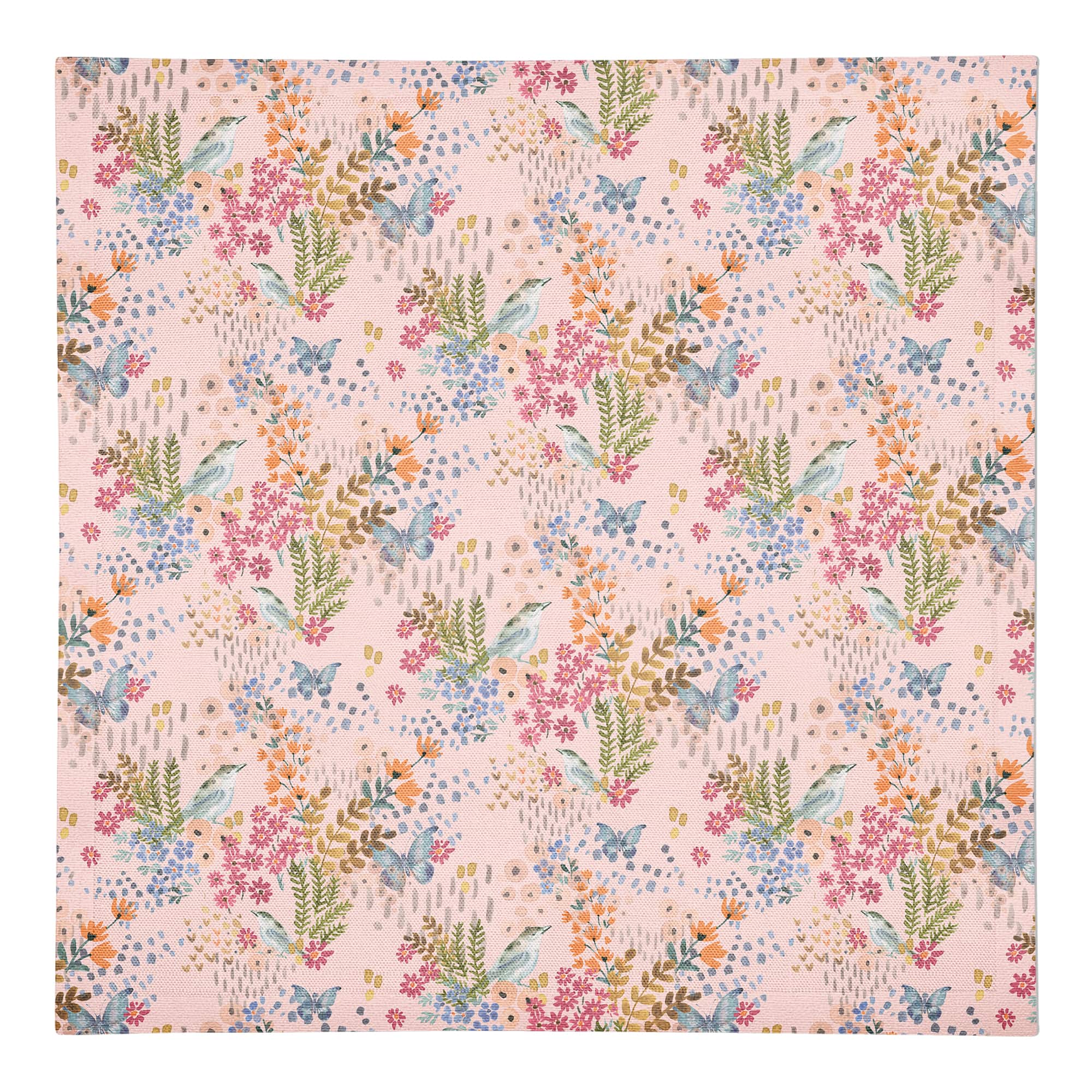 Butterfly Bird Floral Cotton Twill Napkin