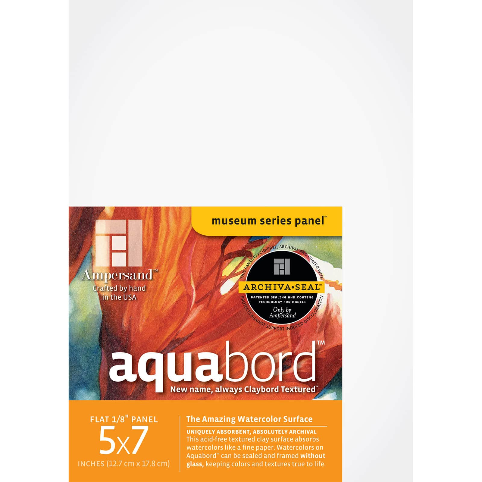  Ampersand Art Supply Watercolor Painting Panel: Museum Series  Aquabord, 1/8 Inch Flat Profile, 8x10