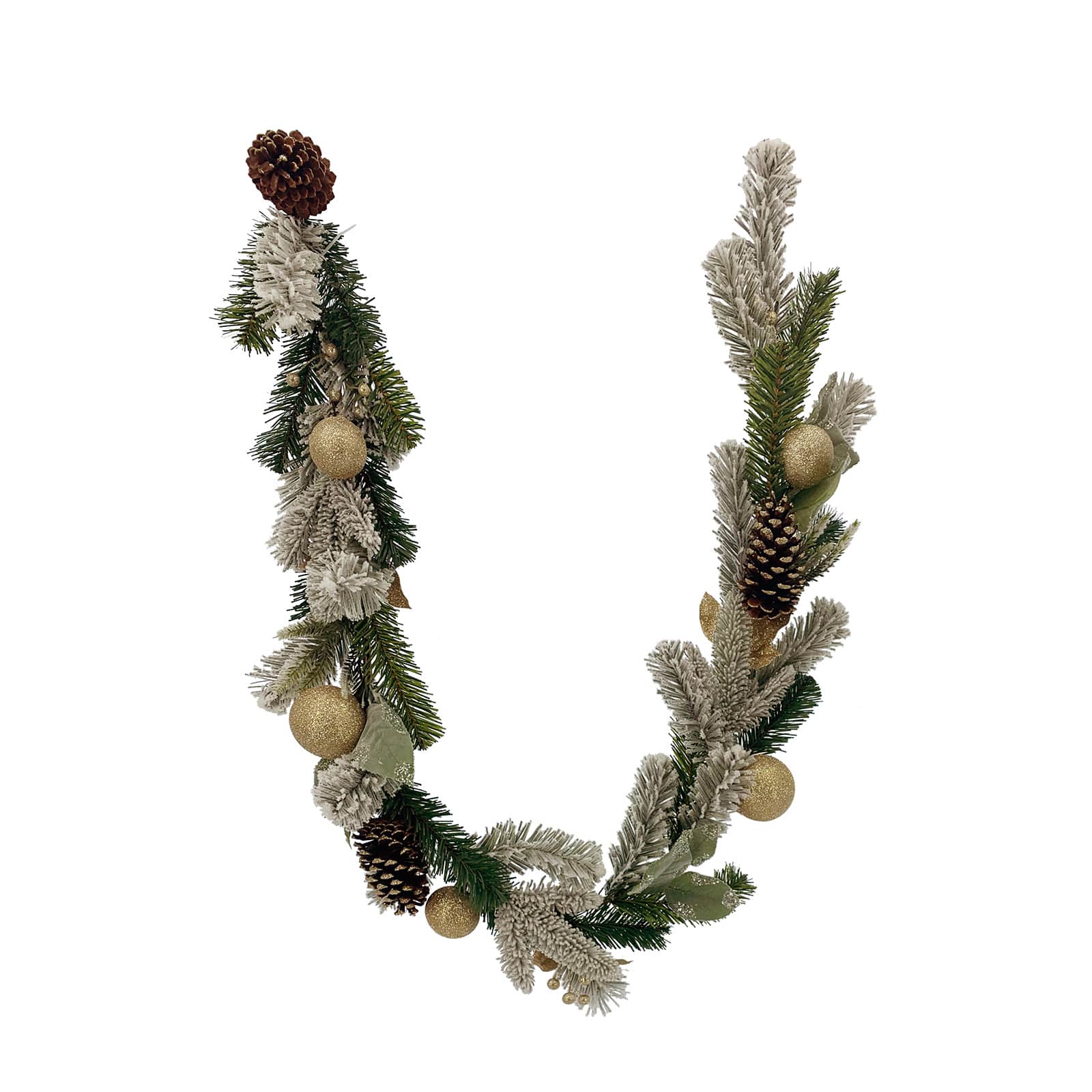 6ft. Green & Ivory Pine with Gold Ornament & Pinecone Garland by Ashland®