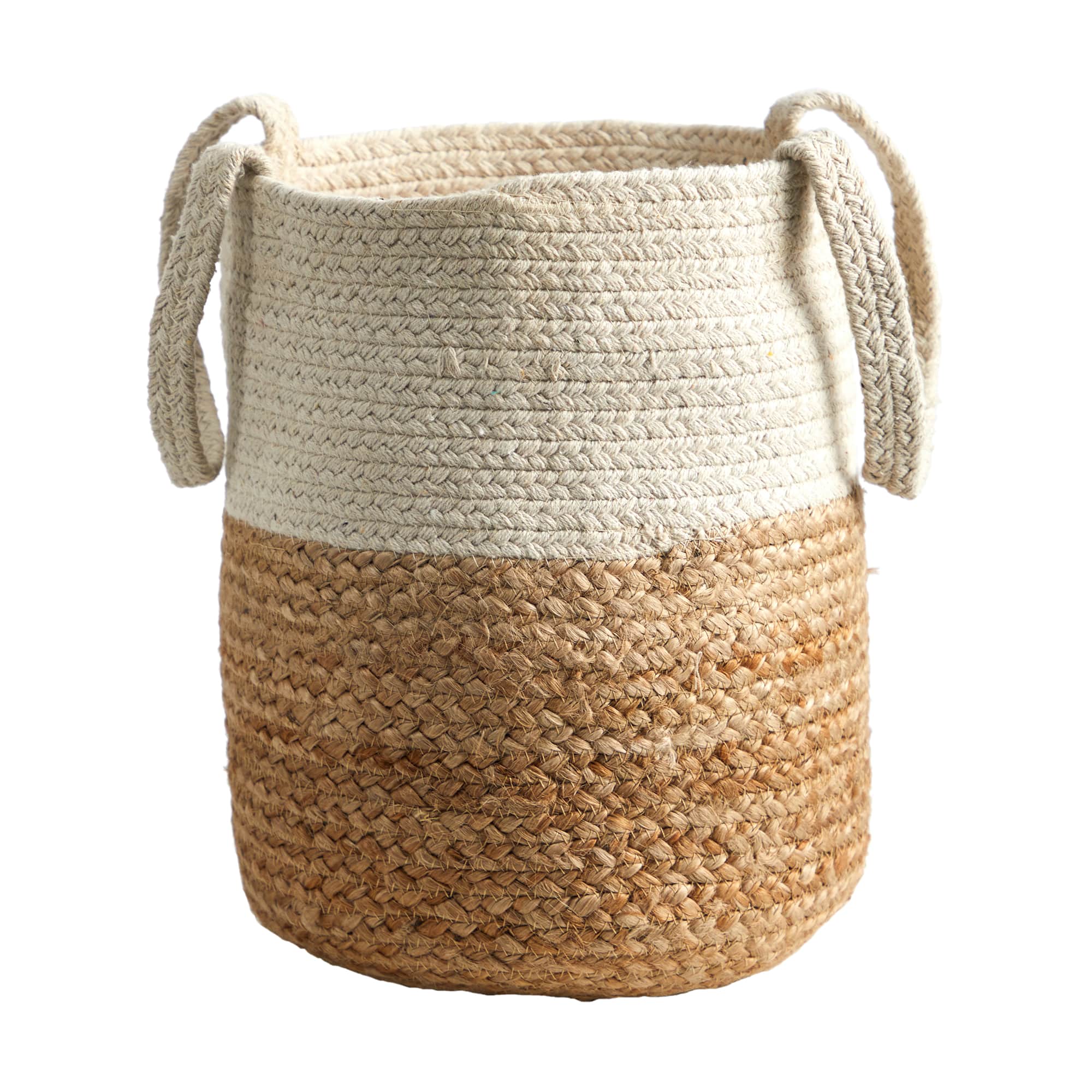 12.5&#x22; Handmade Natural Jute &#x26; Cotton Basket Planter