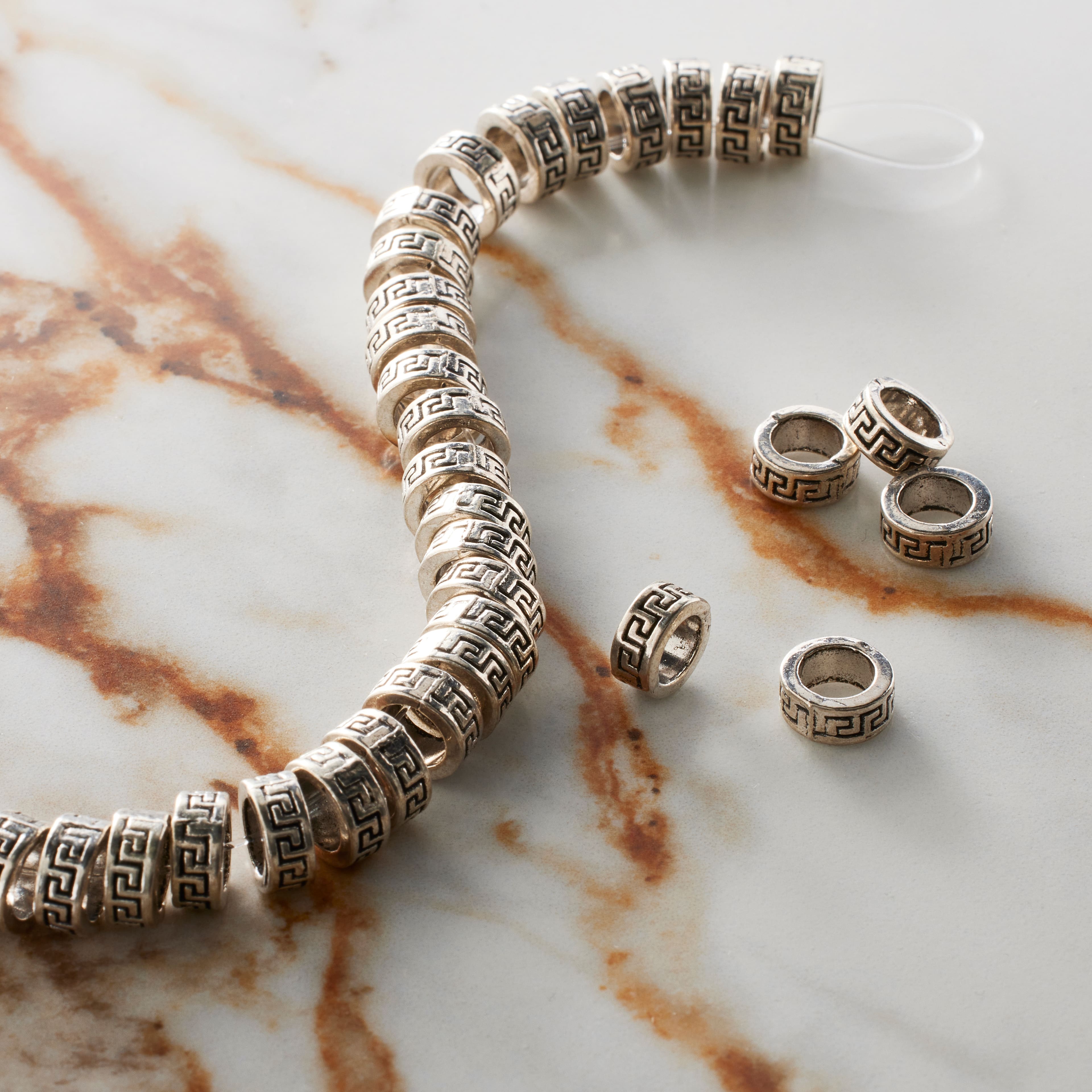 Antique Silver Metal Large Hole Spacer Beads, 7.5mm by Bead Landing™