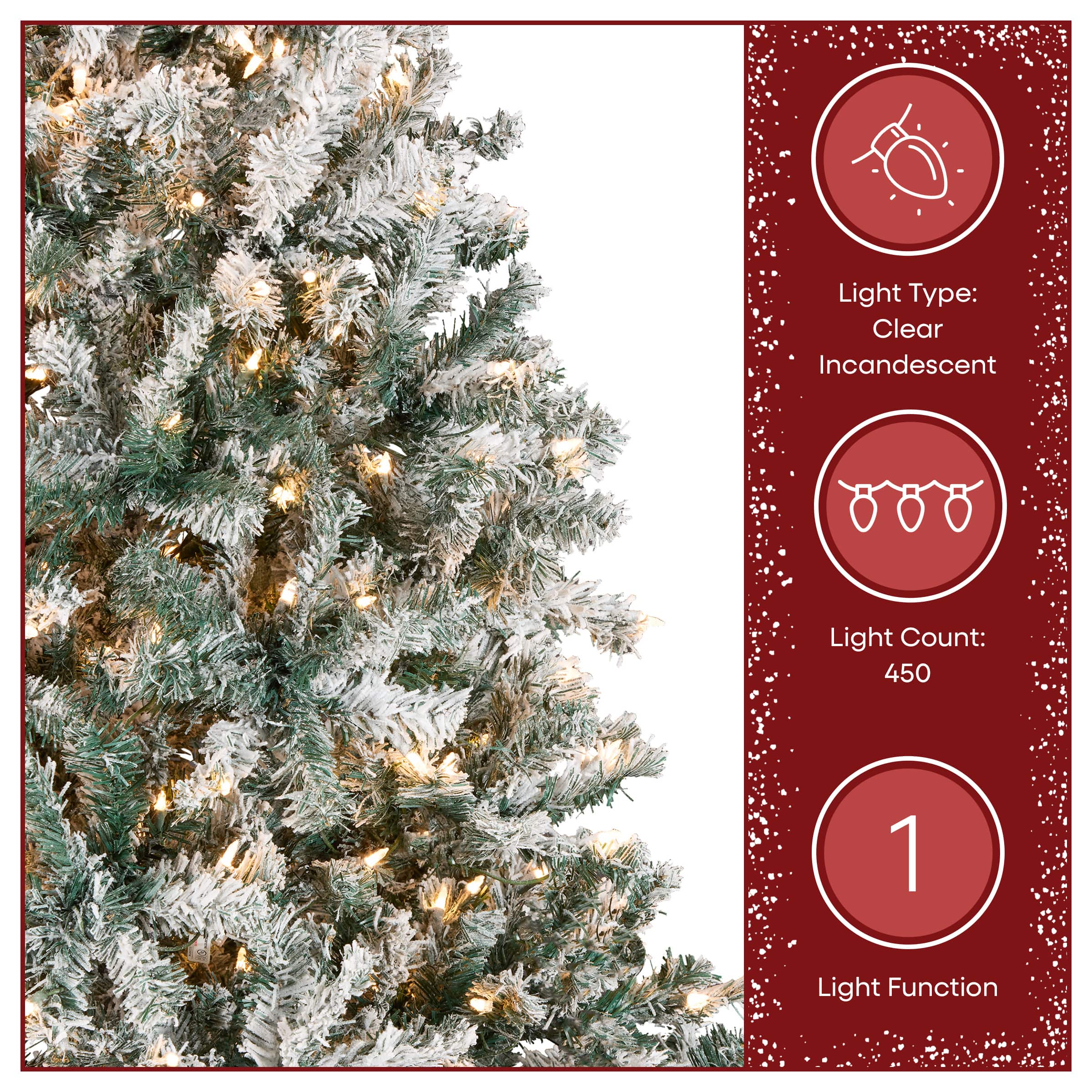 7.5ft Pre-Lit Acacia Flocked Artificial Christmas Tree, Clear Lights