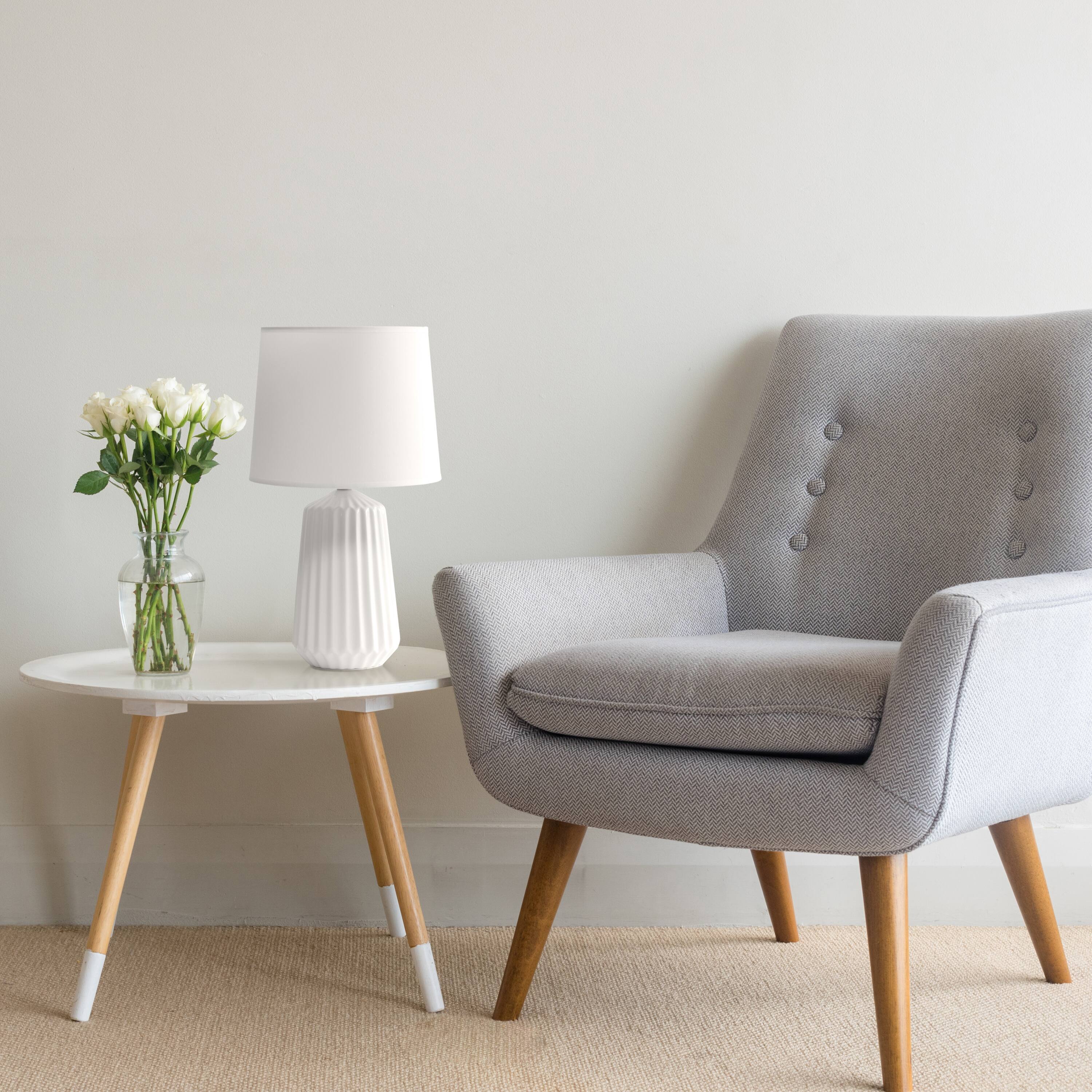 Simple Designs 17.4" Off White Pleated Base Table Lamp