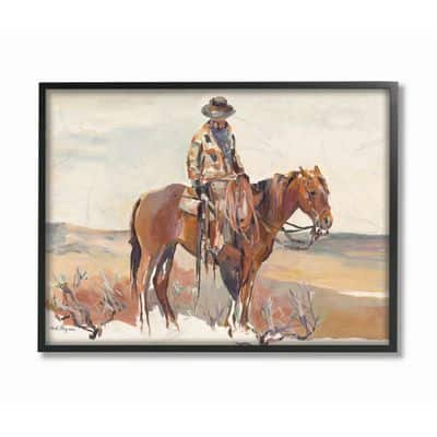 Stupell Industries Cowboy Fields And Farm Western Painting in Black ...