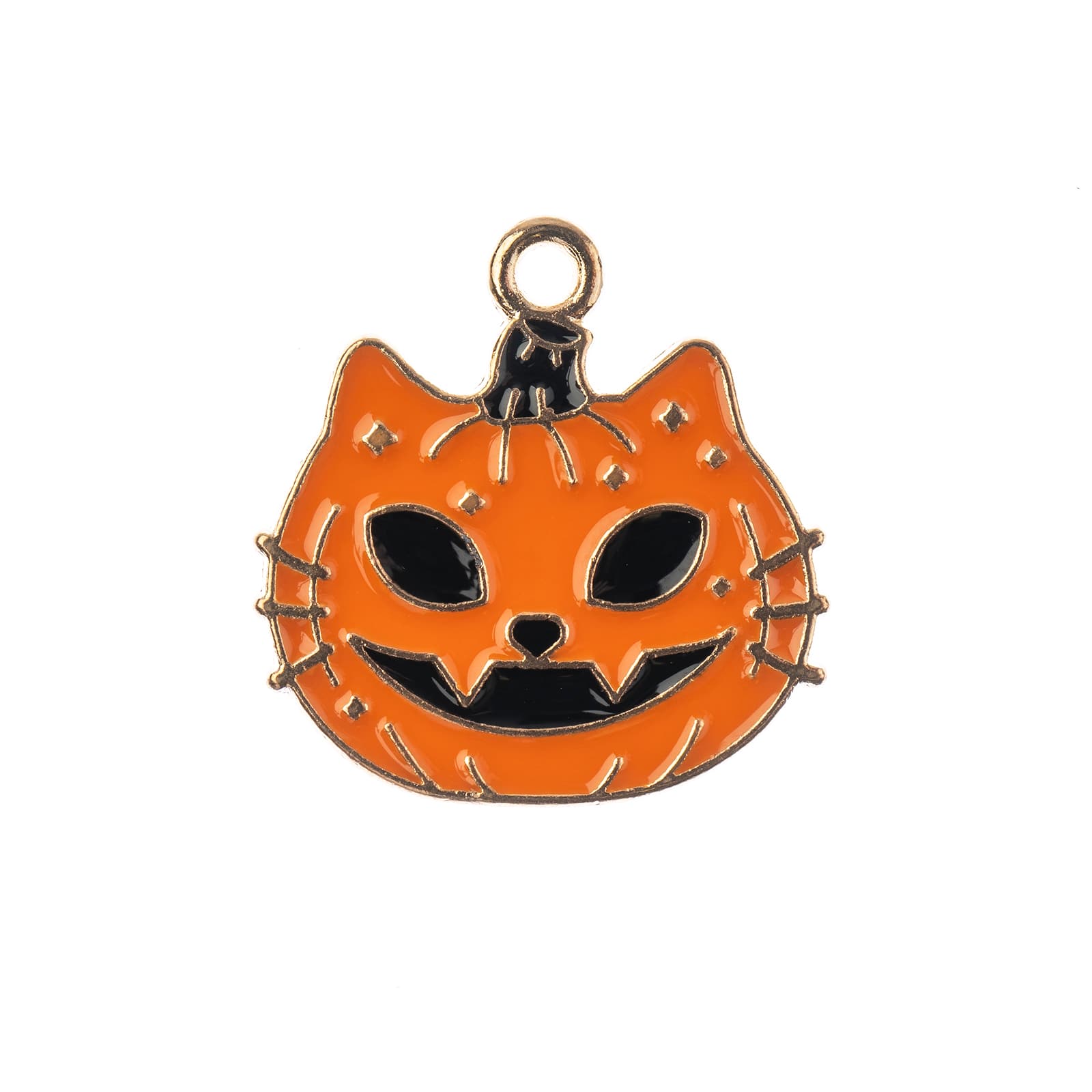 John Bead Sweet &#x26; Petite Halloween Small Pumpkin Cat Charms, 8ct.