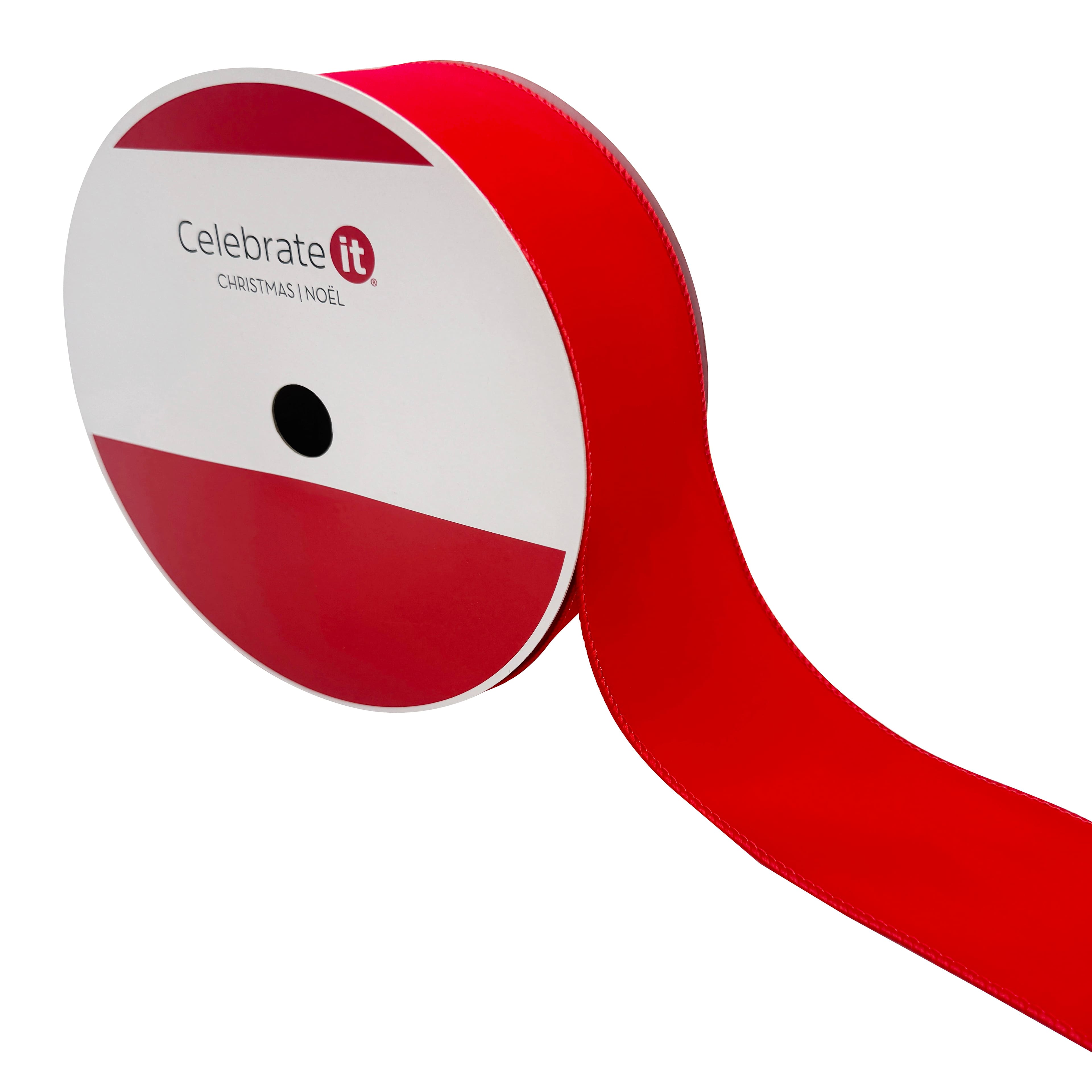 2.5&#x22; x 80ft. Red Wired Flocked Jumbo Ribbon by Celebrate It&#xAE;