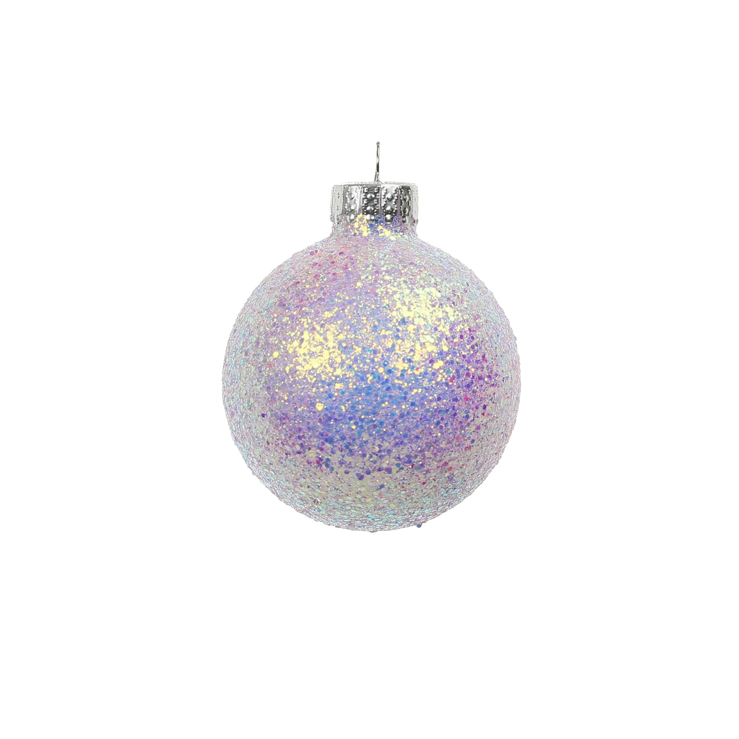 6 Pack 2.5&#x22; Pink Iridescent Glitter Glass Ball Ornaments by Ashland&#xAE;