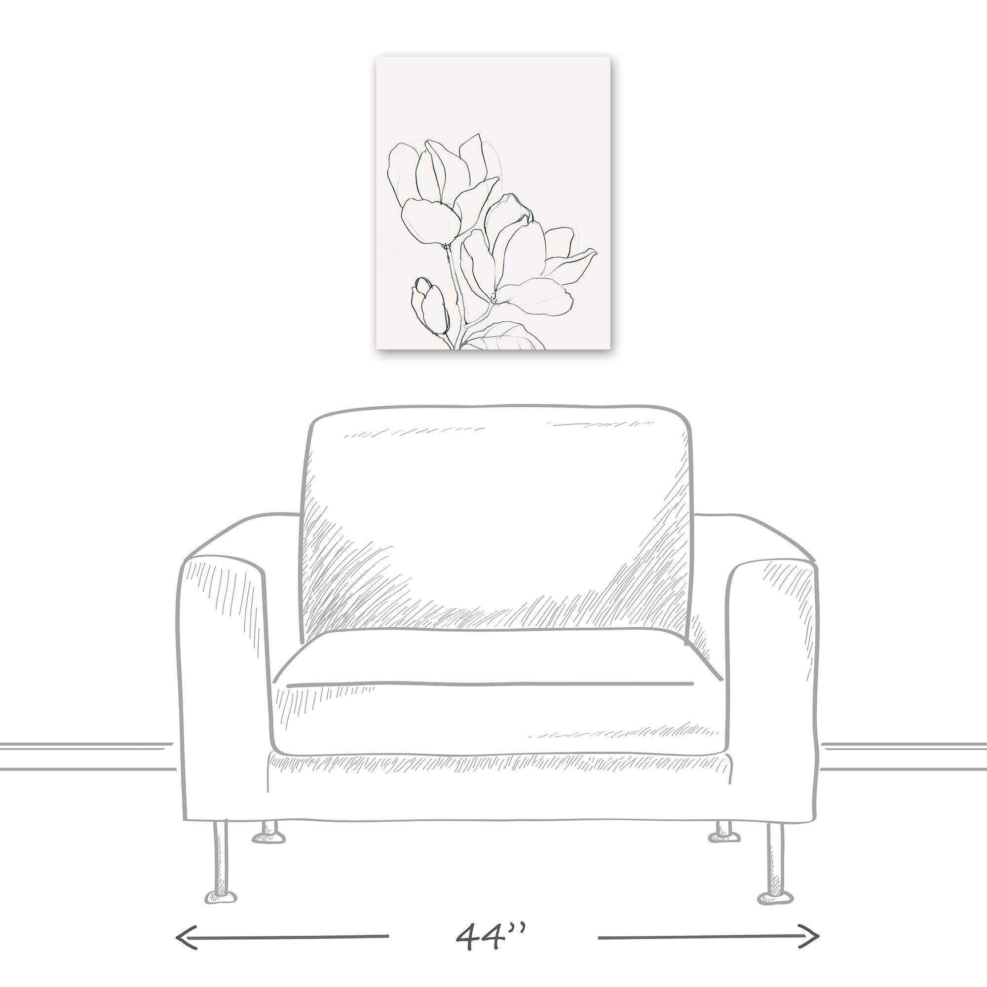 Magnolia Line Drawing 16" x 20" Canvas Wall Art