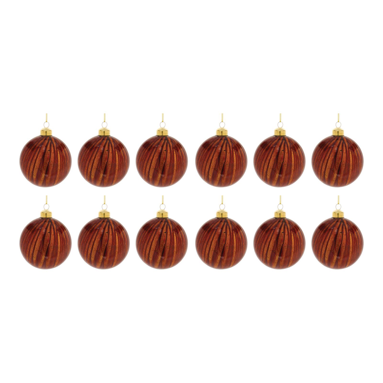 12ct. 3&#x22; Root Beer Amber Glass Ball Ornaments