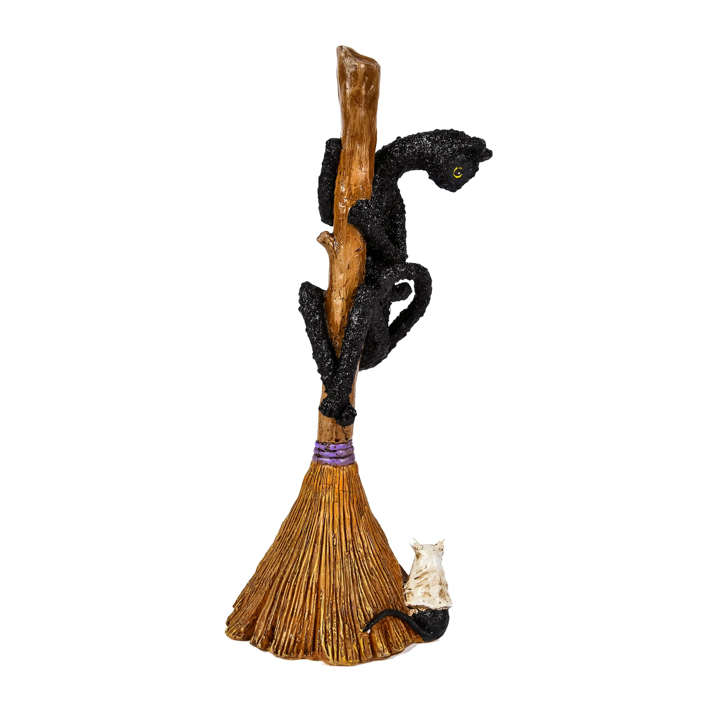21" Halloween Black Cat Climbing Broom