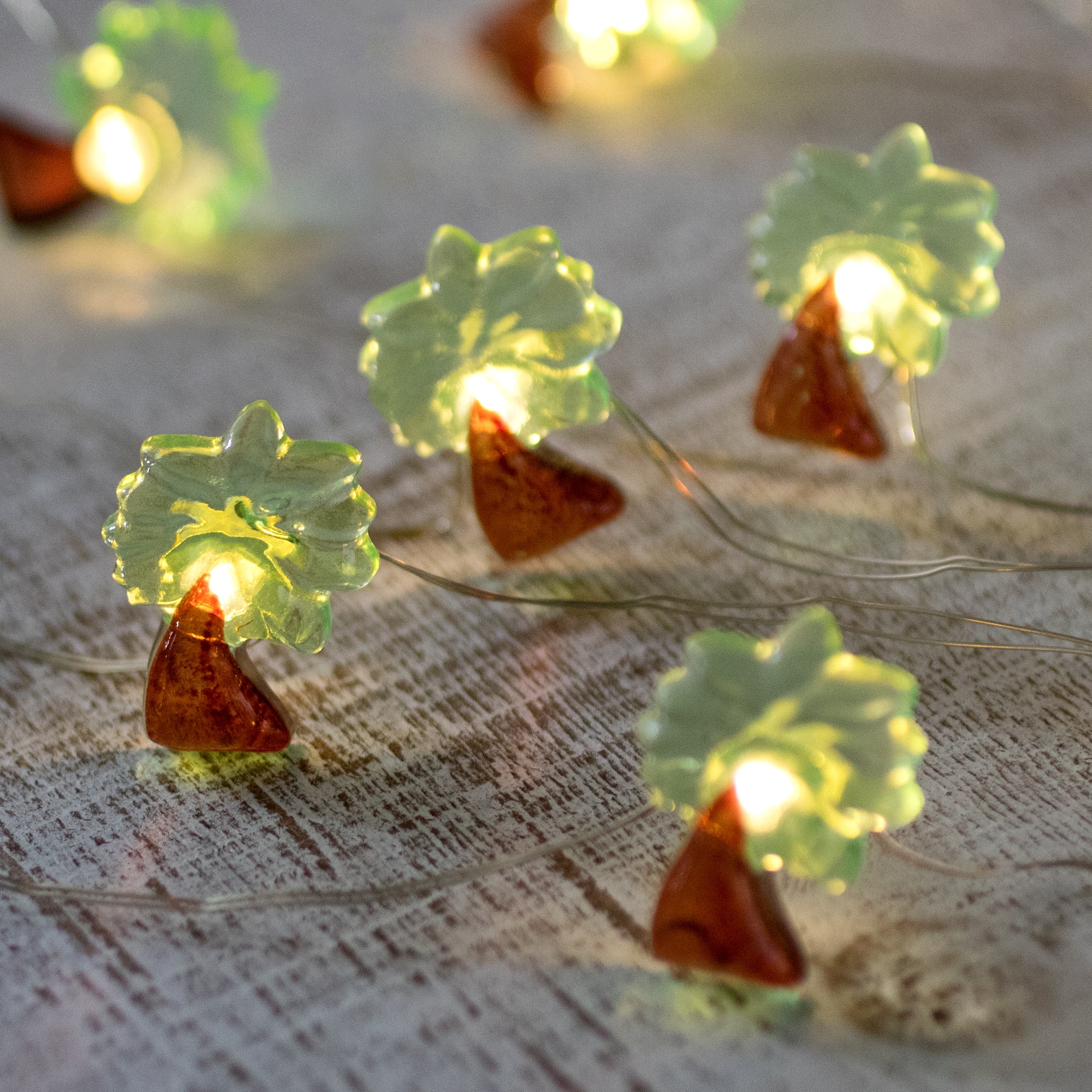 10ct. LED Green &#x26; Brown Palm Tree Fairy Lights Set