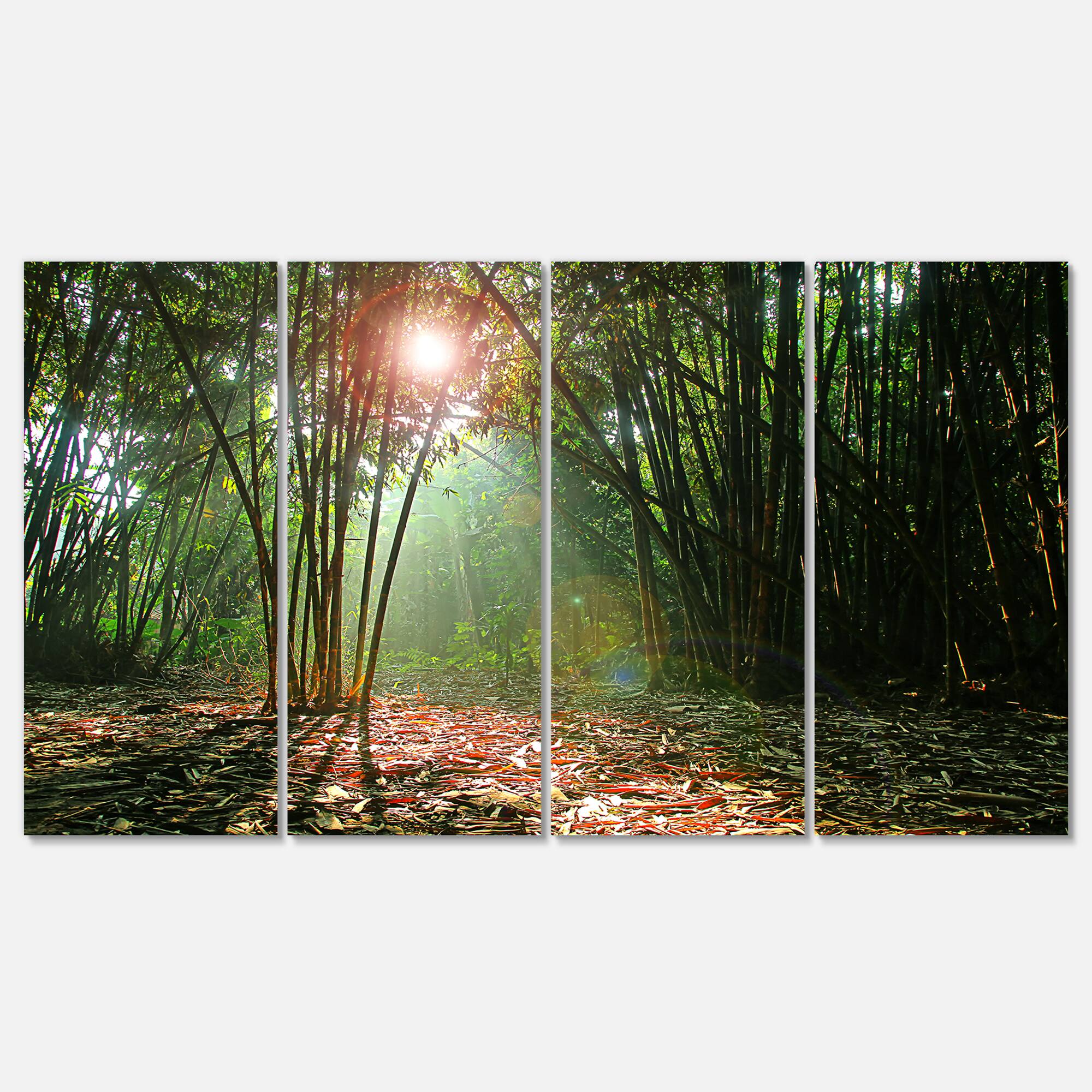 Designart - Amazing Green Forest at Sunset - Landscape Canvas Art Print