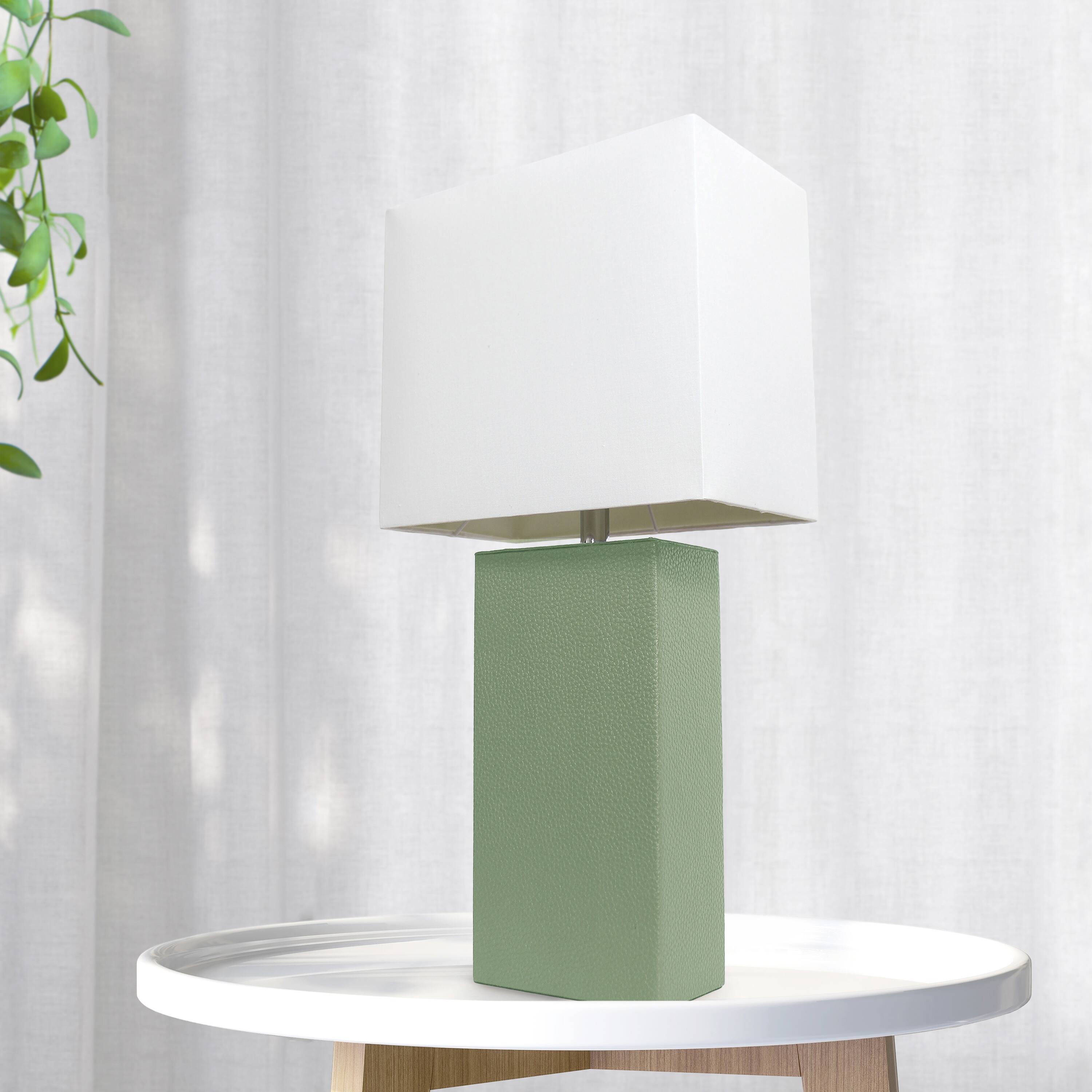 Lalia Home Lexington 21&#x22; Sage Green Leather Base Table Lamp
