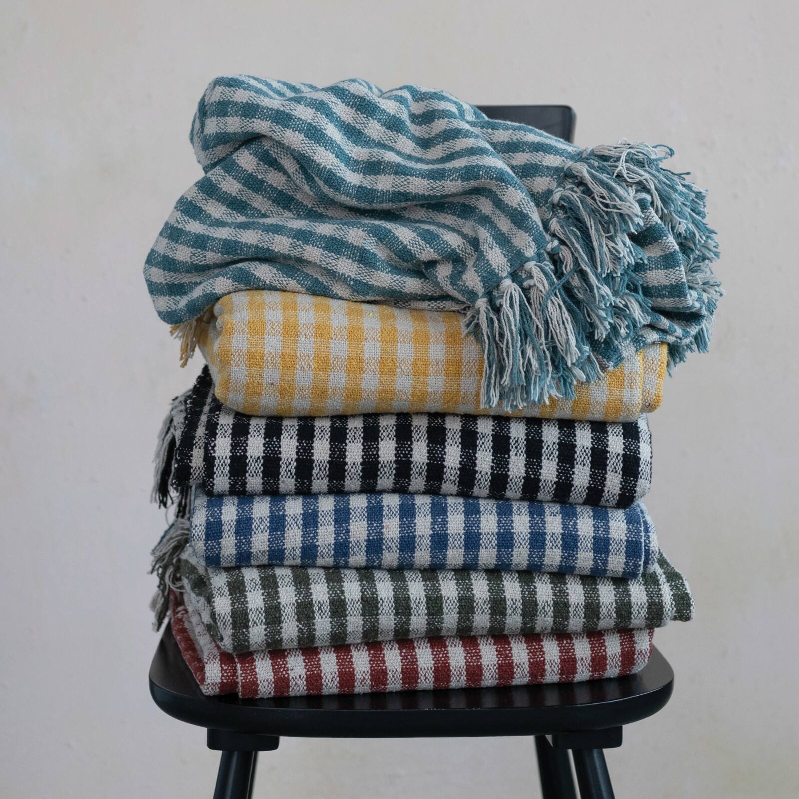 Hello Honey&#xAE; Gingham Woven Recycled Cotton Blend Throw Blanket with Fringe