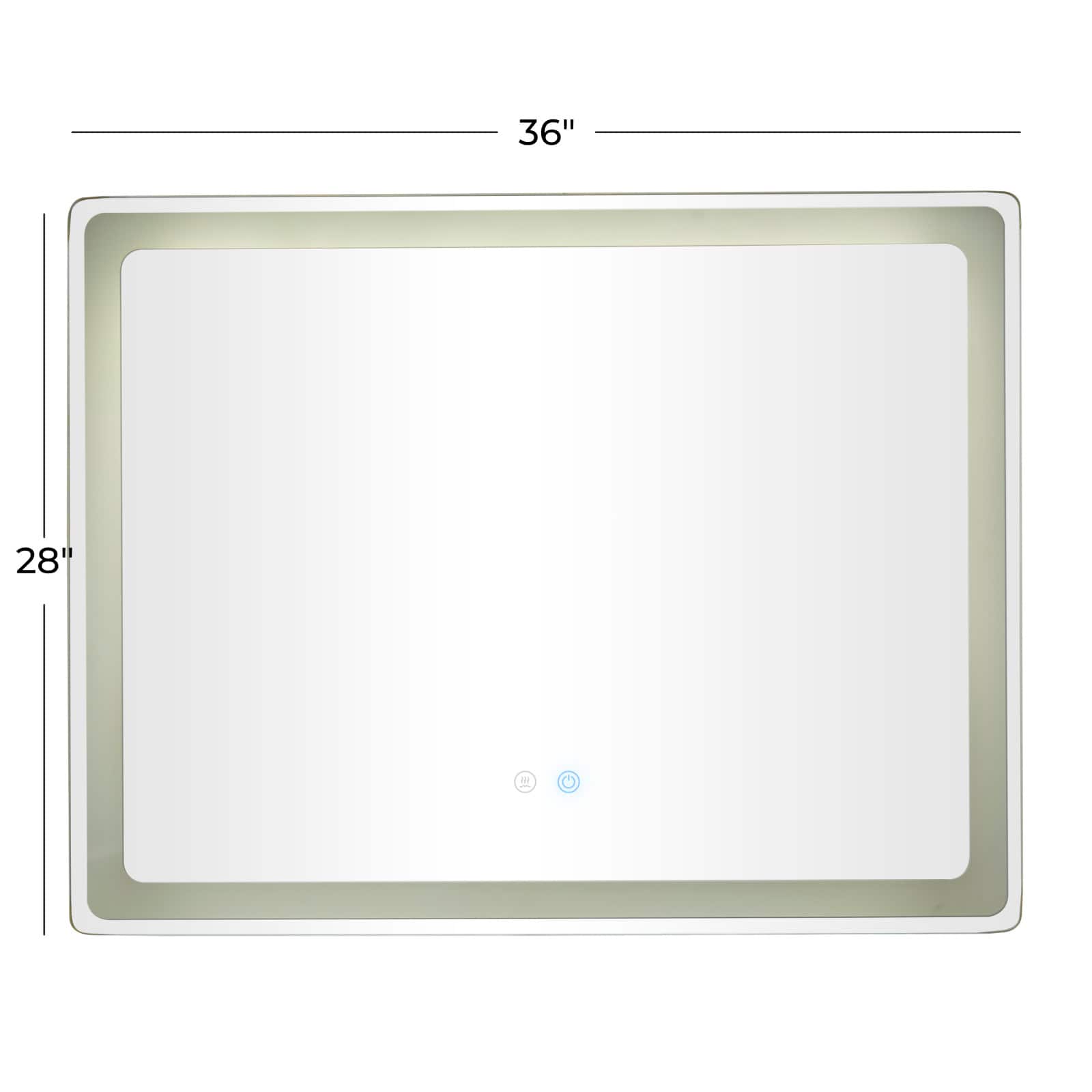 Clear Glass Modern Anti Fog Mirror, 36&#x22; x 1&#x22; x 28&#x22;