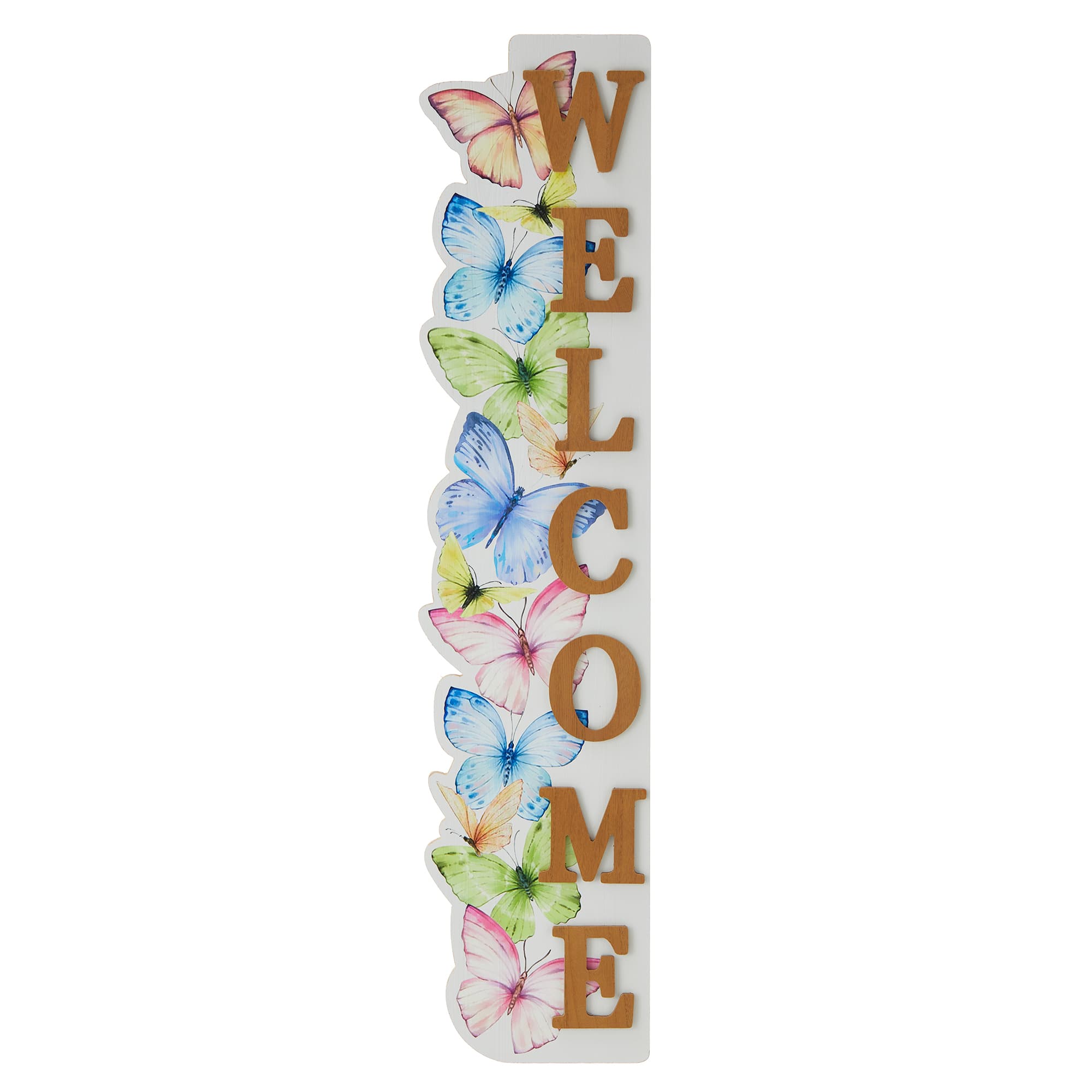Glitzhome® 42" Wood Butterfly WELCOME Porch Sign