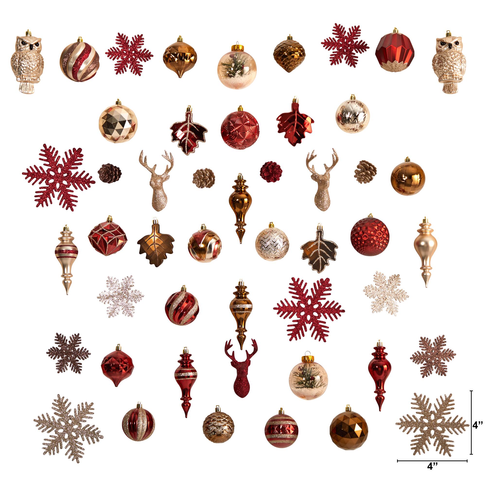 52ct. Holiday Deluxe Shatterproof Christmas Tree Ornament Box Set