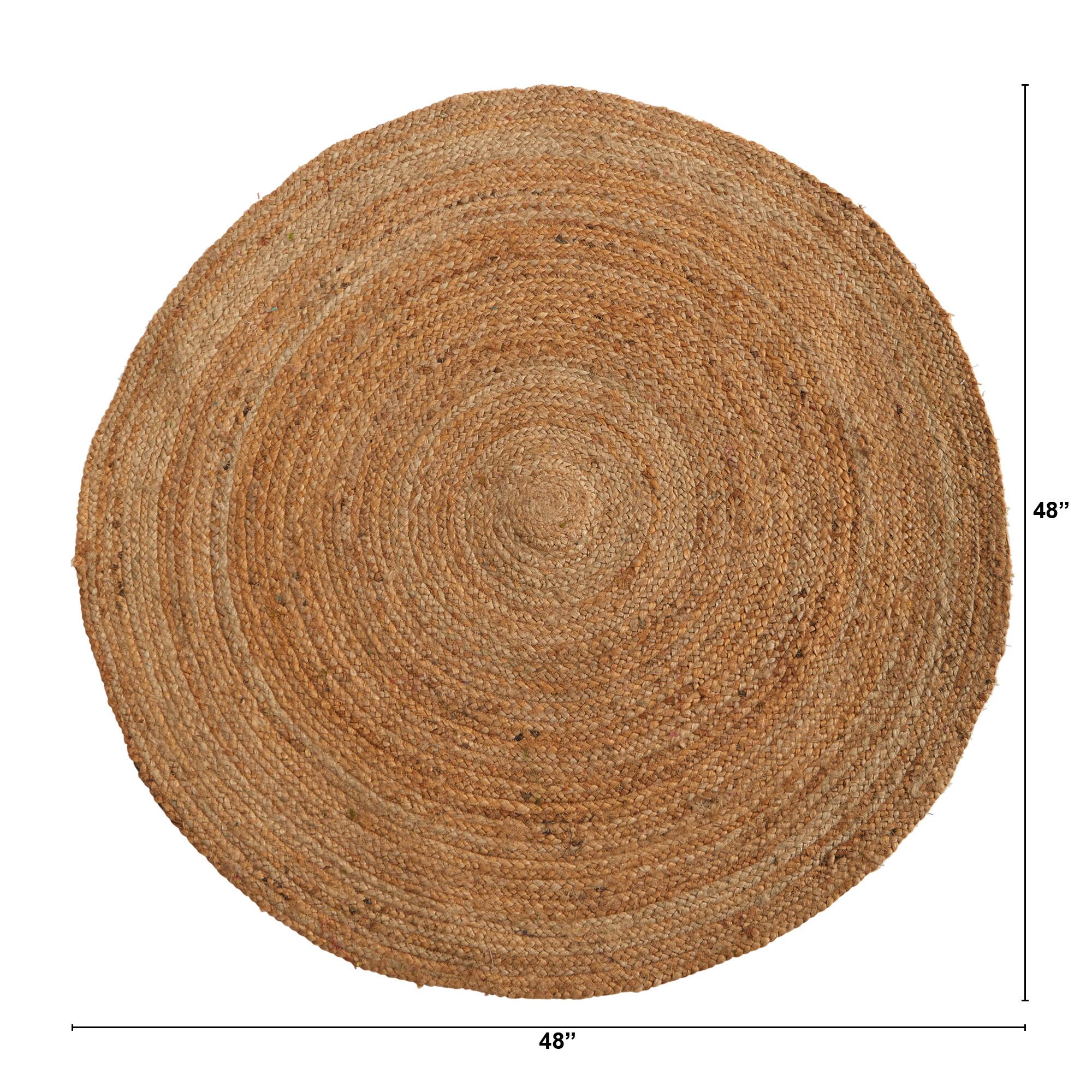 4ft. x 4ft. Hand Braided Boho Jute Round Rug