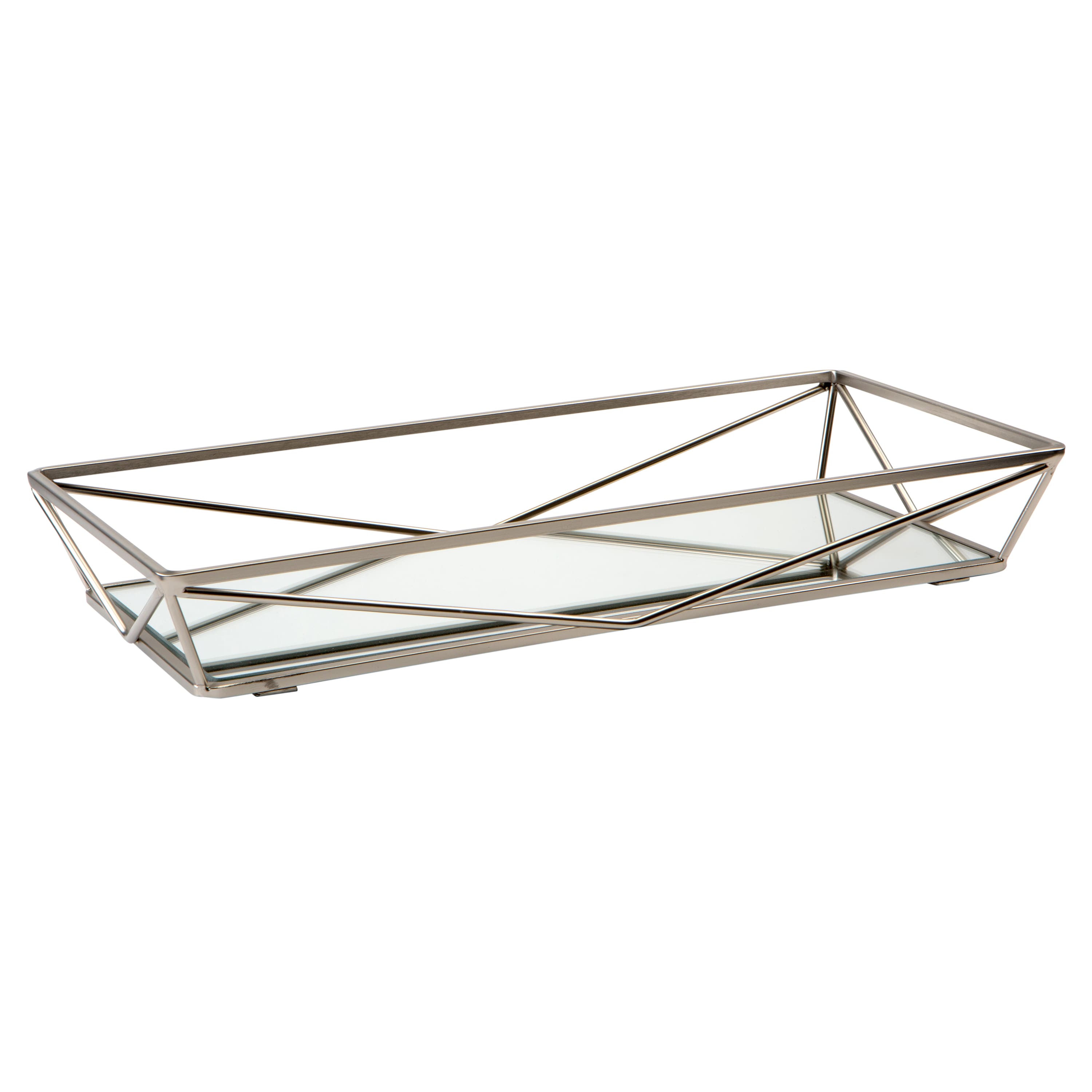 Home Details Satin Geometric Mirrored Vanity Tray