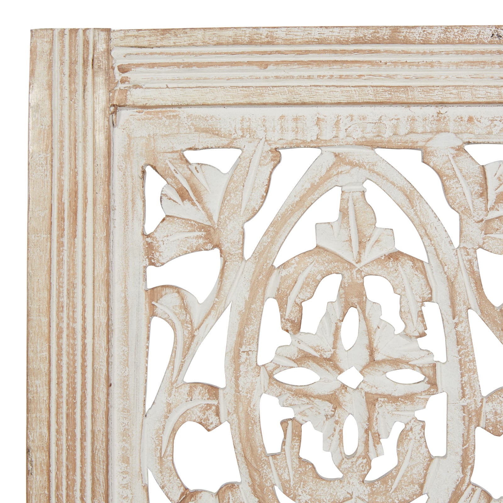 Cream Traditional Floral Mango Wood Wall D&#xE9;cor