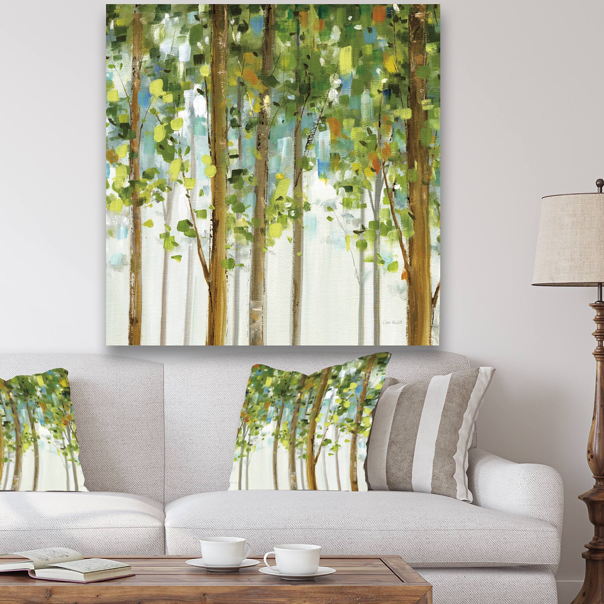 Designart - Green Forest Study - Modern Farmhouse Canvas Artwork