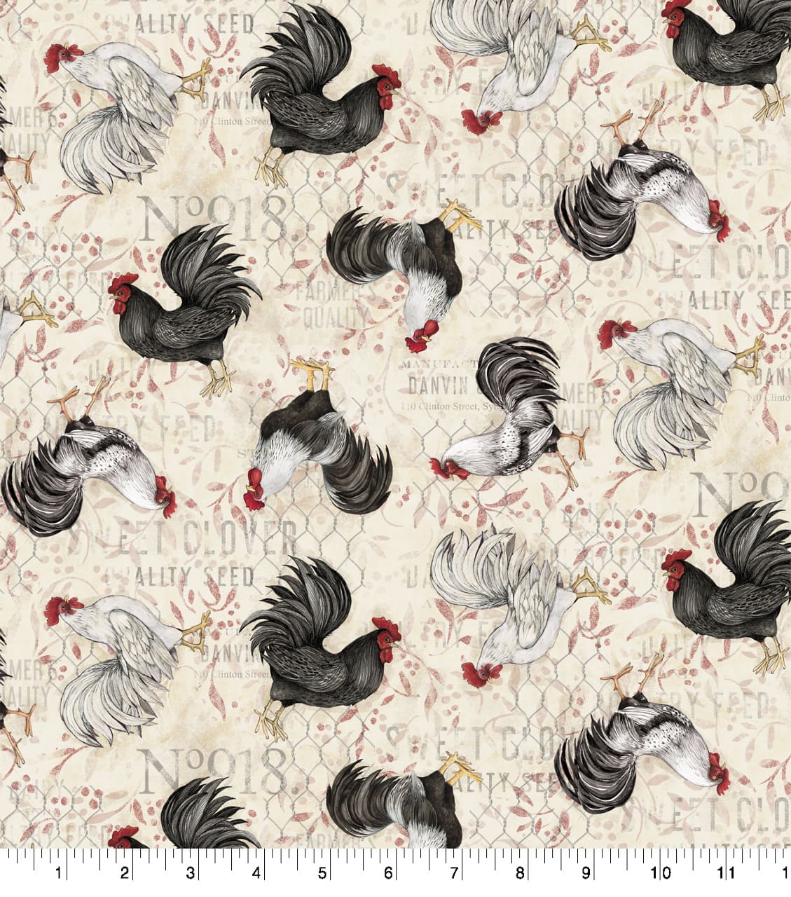 Susan Winget Farmhouse Rooster Toss Cotton Fabric