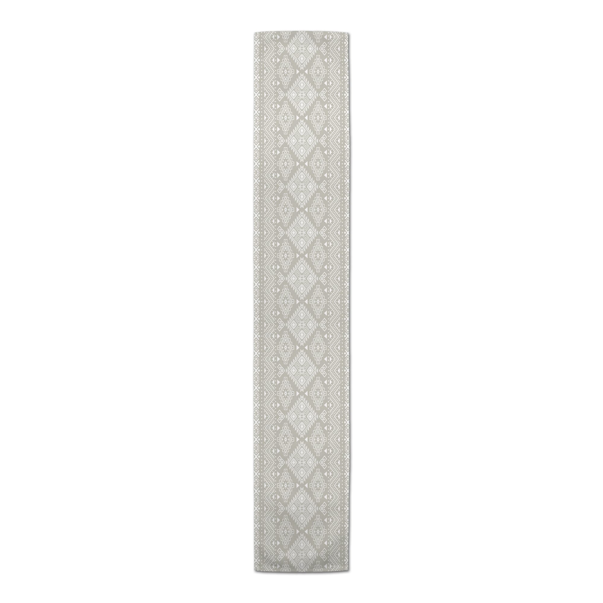 Greige &#x26; White Tribal Outdoor Table Runner