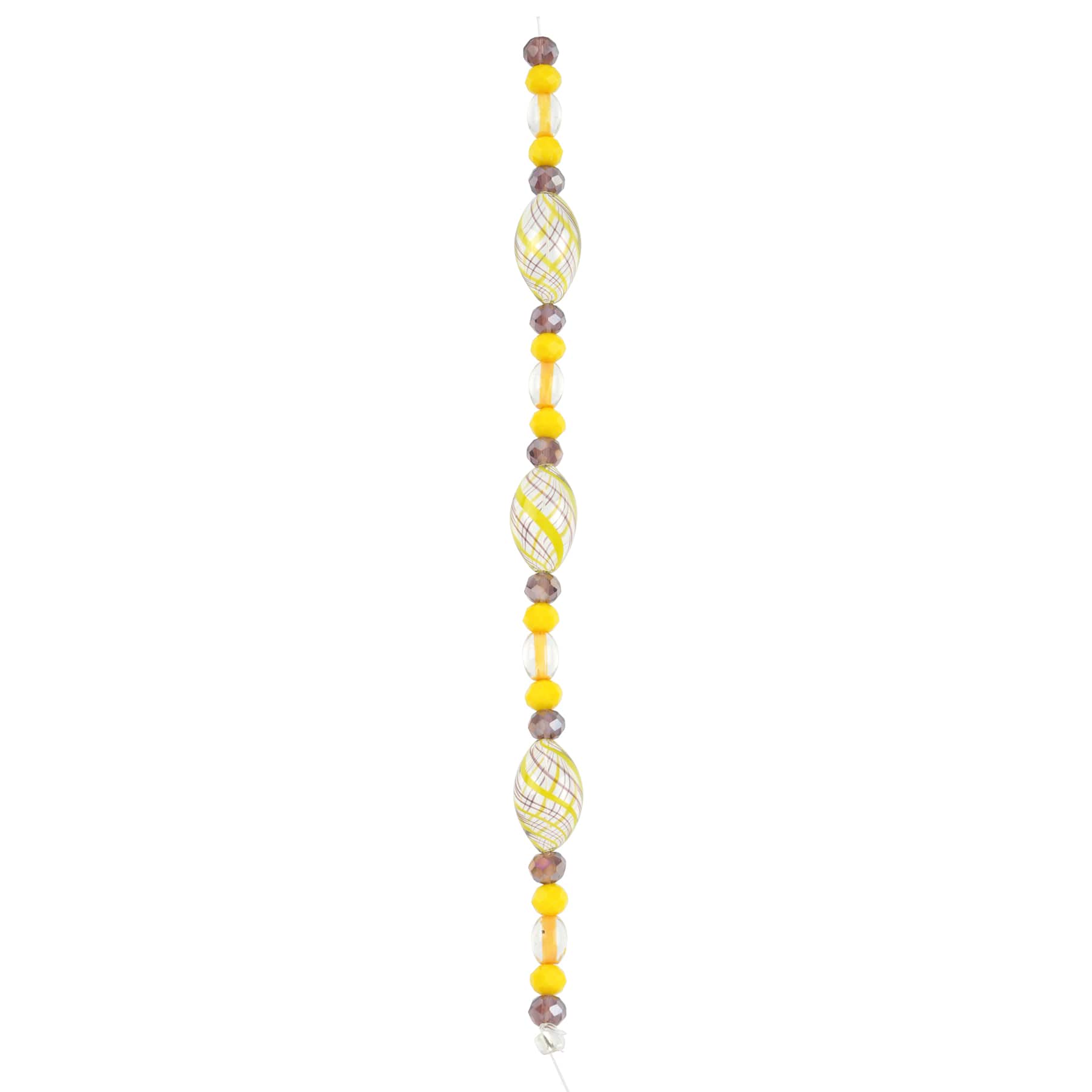 Yellow Lampwork Glass Stripe Oval Beads by Bead Landing&#x2122;
