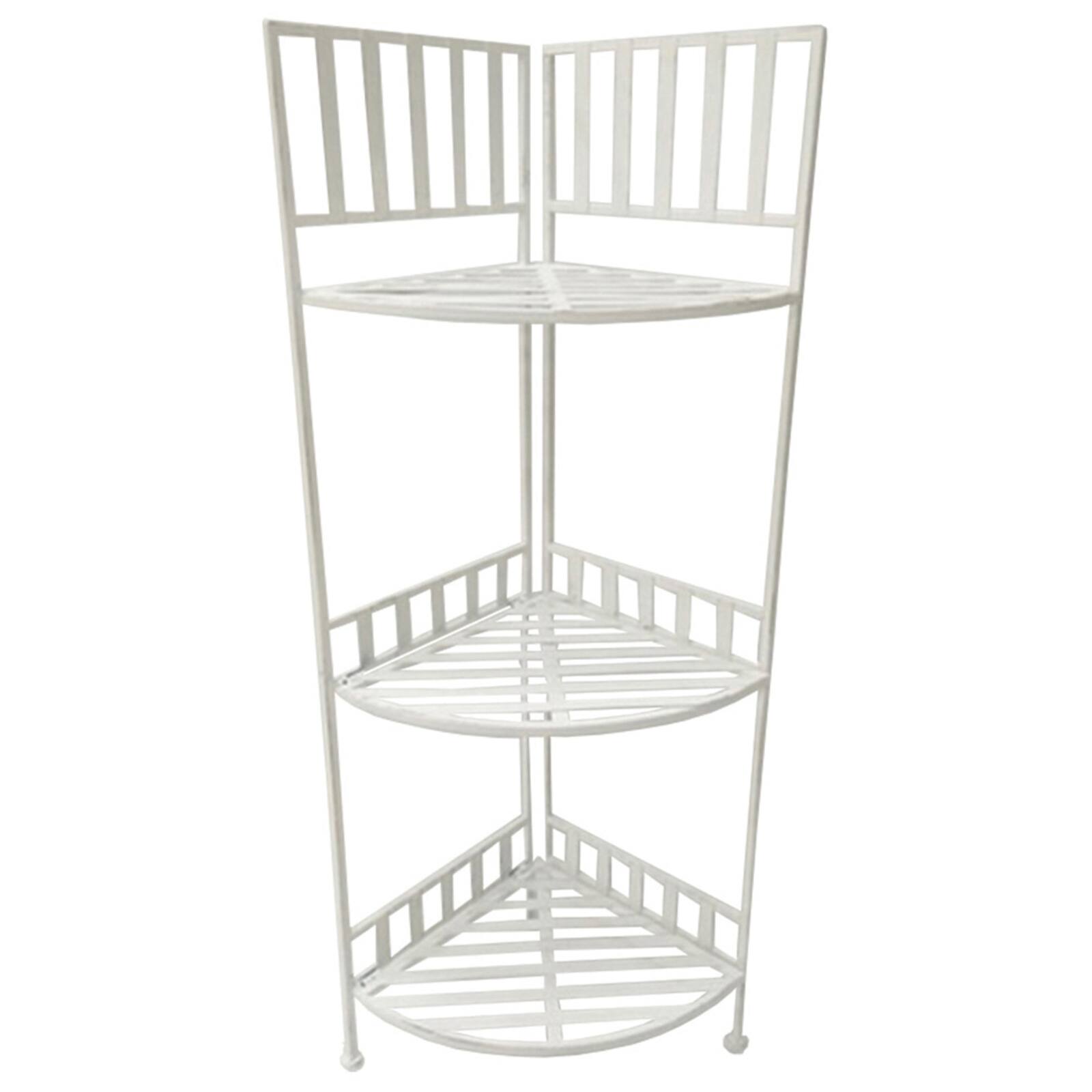 Santa's Workshop 40" Antique White 3-Tier Corner Shelf